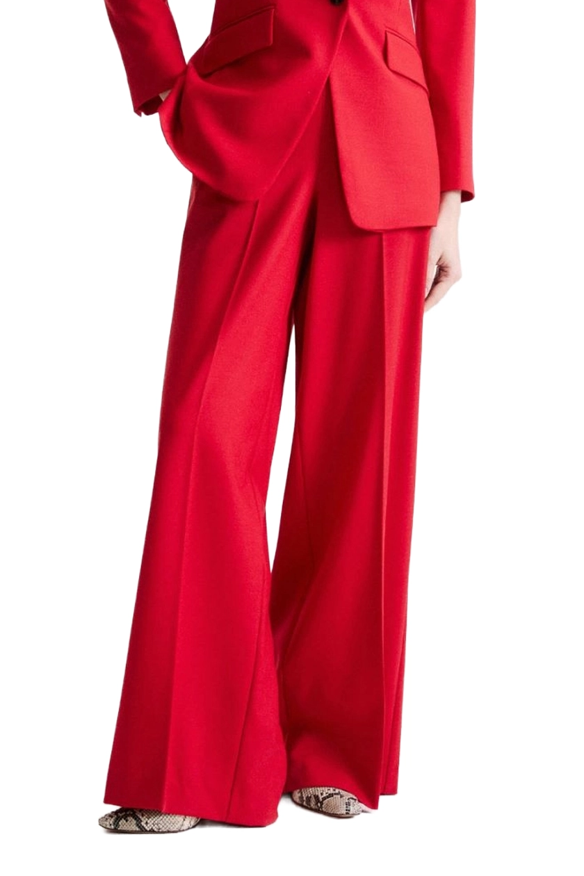 PANTALONI PALAZZO WIDE LEG IN MISTO LANA STRETCH DONNA  ROSSO