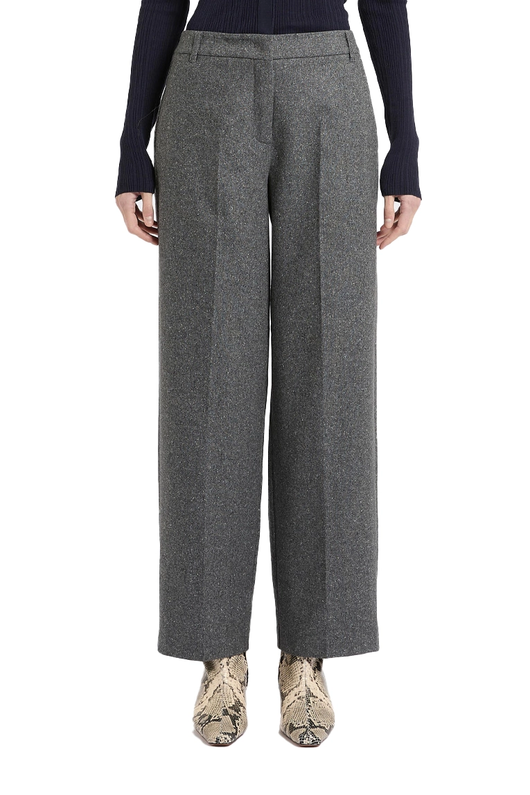PANTALONI PALAZZO IN TWEED DI LANA E SETA DONNA GRIGIO