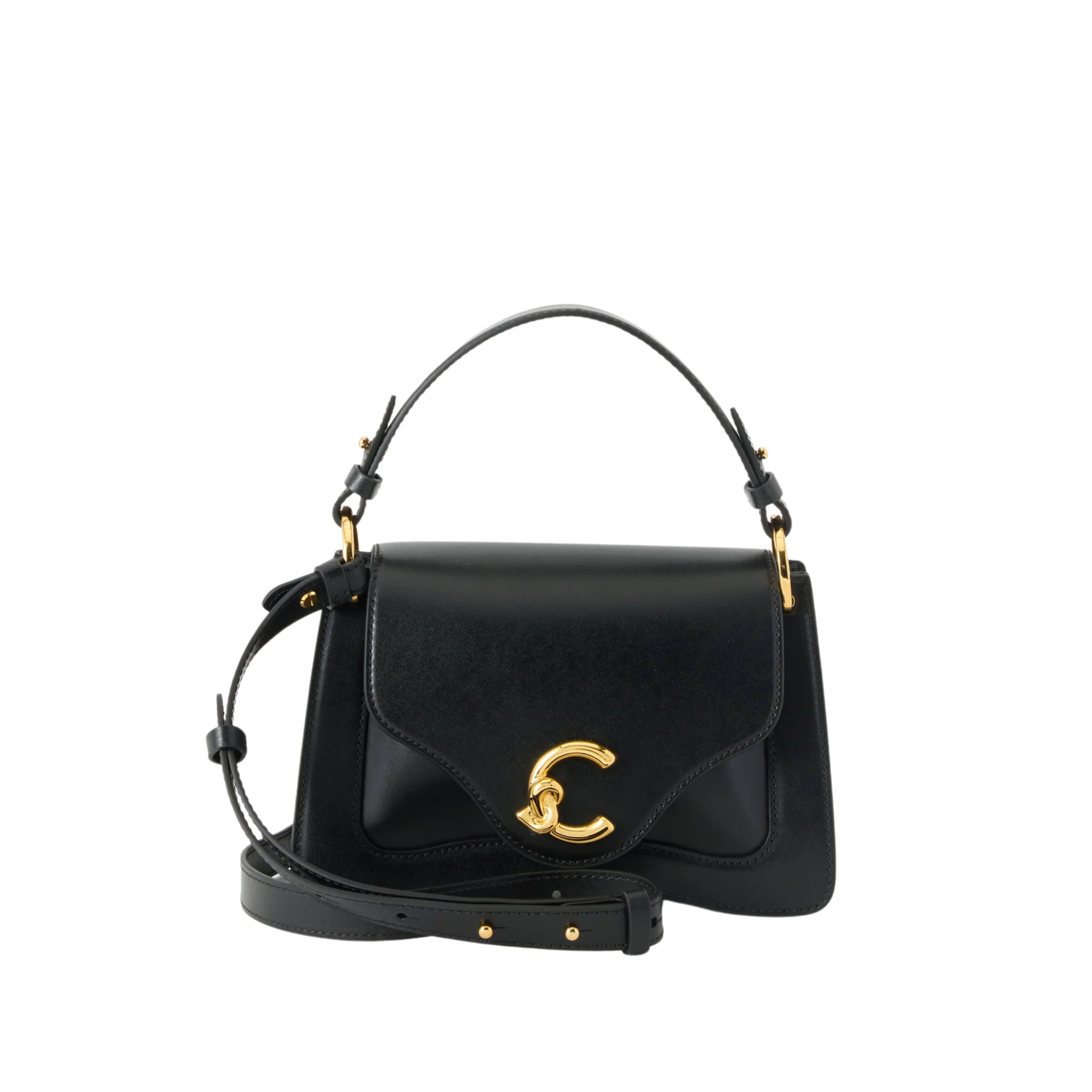 BORSA A MANO IN PELLE CON PATTINA E TRACOLLA DONNA NERO