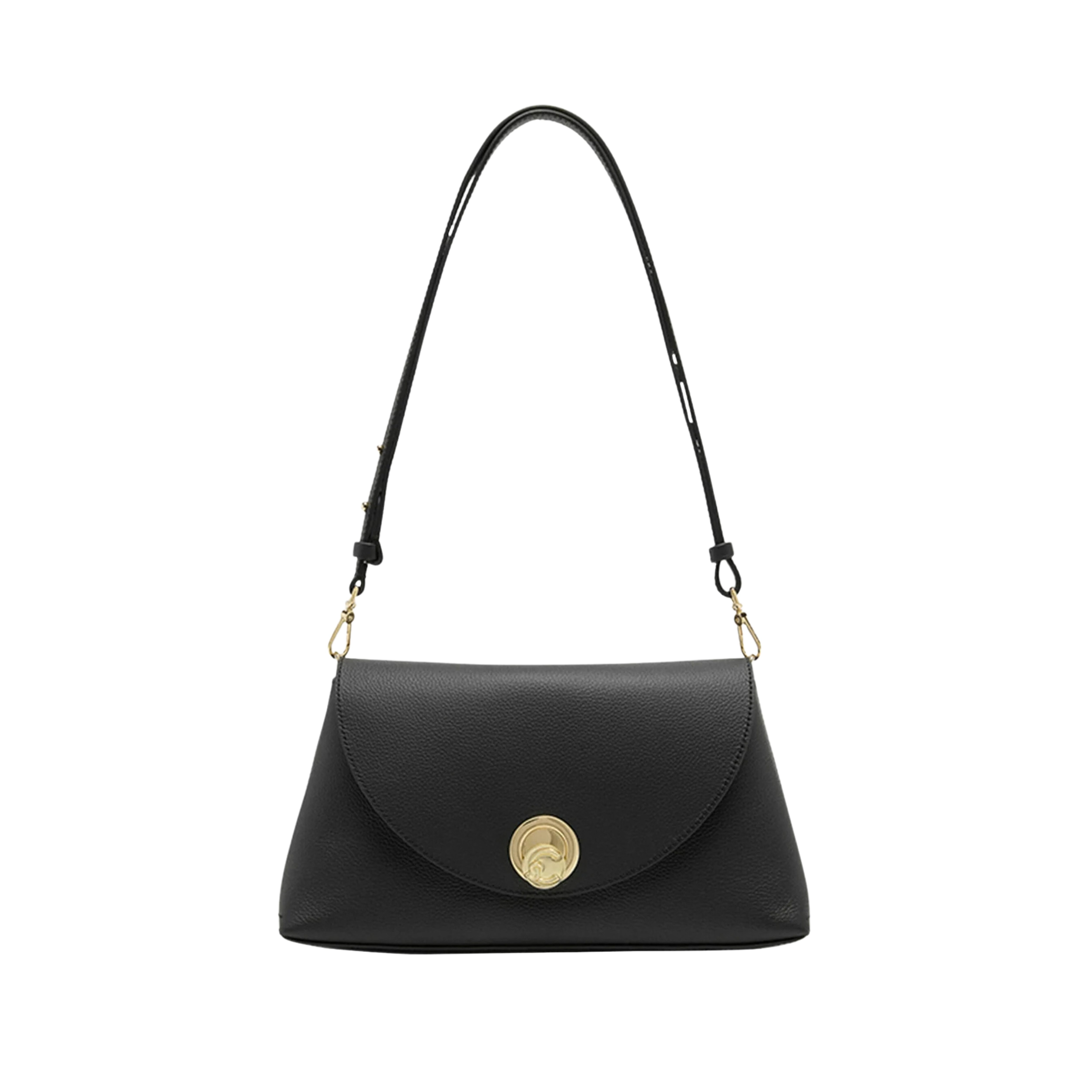 BORSA A SPALLA IN PELLE CON CHIUSURA A GIRELLO DONNA NERO