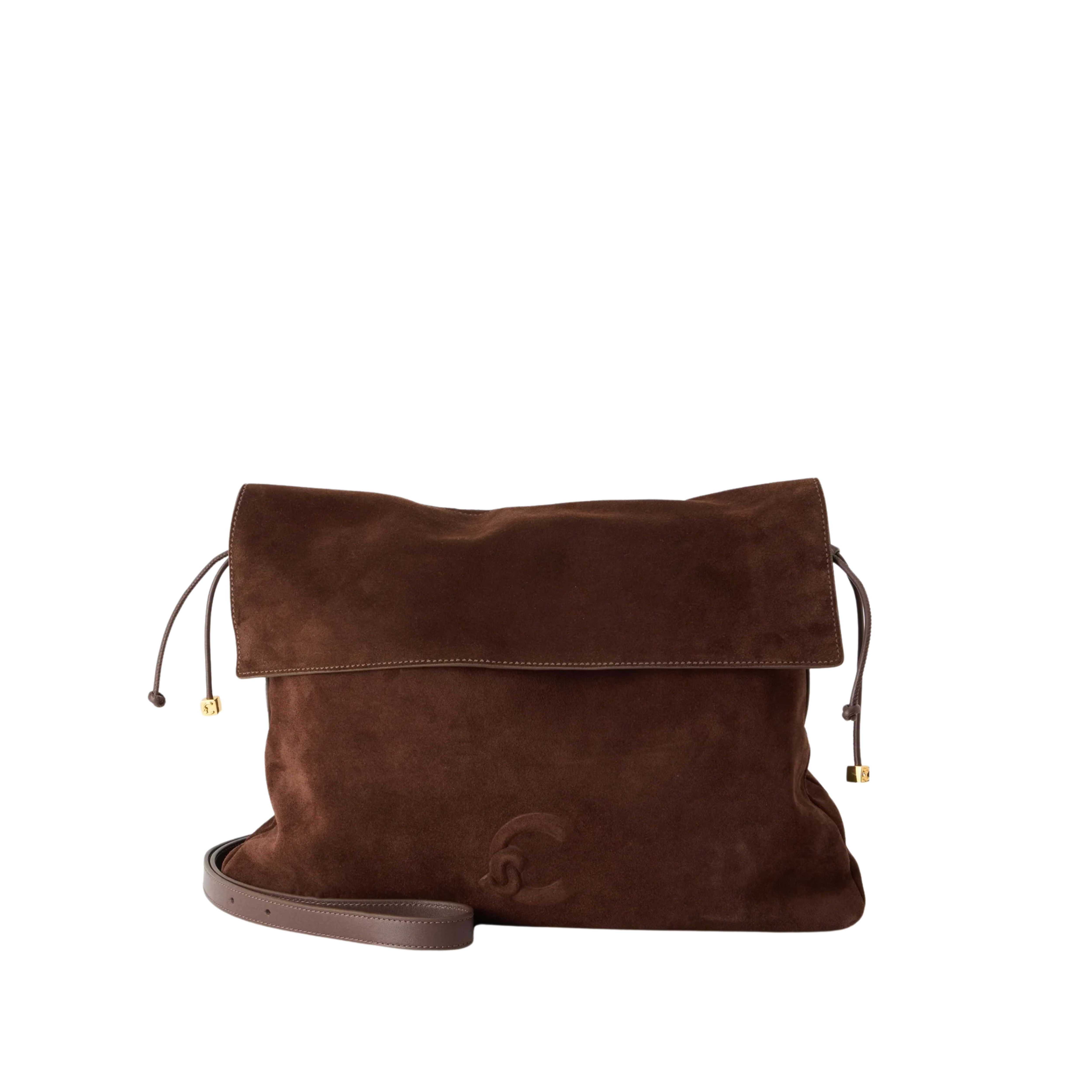 BORSA A SPALLA IN CAMOSCIO CON COULISSE DONNA MARRONE