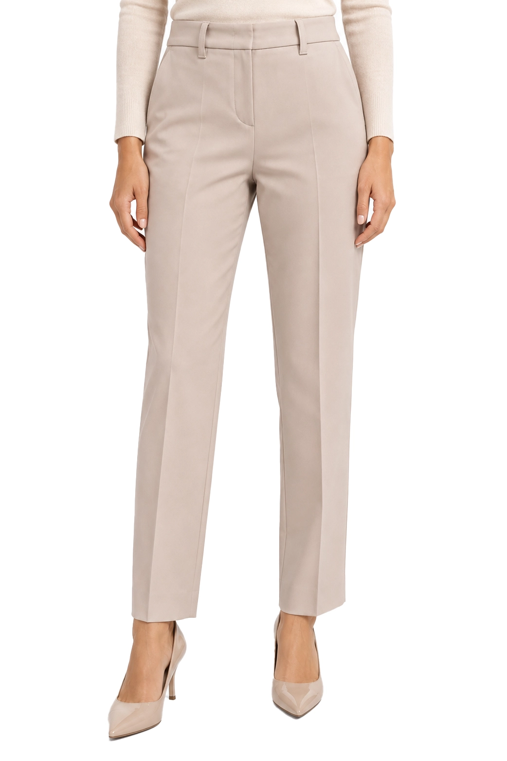 PANTALONI CROPPED IN GABARDINA DI LANA VERGINE DONNA BEIGE