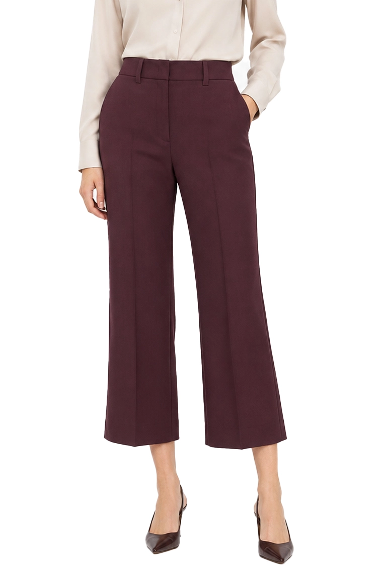 PANTALONI CROPPED IN GABARDINA DI LANA VERGINE DONNA VIOLA