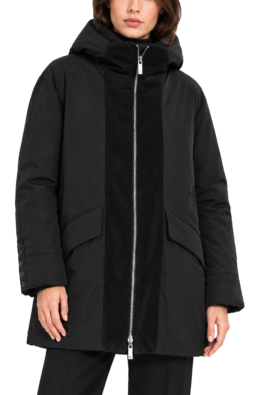 PIUMINO MODELLO PARKA IMBOTTITO ANTIGOCCIA DONNA NERO