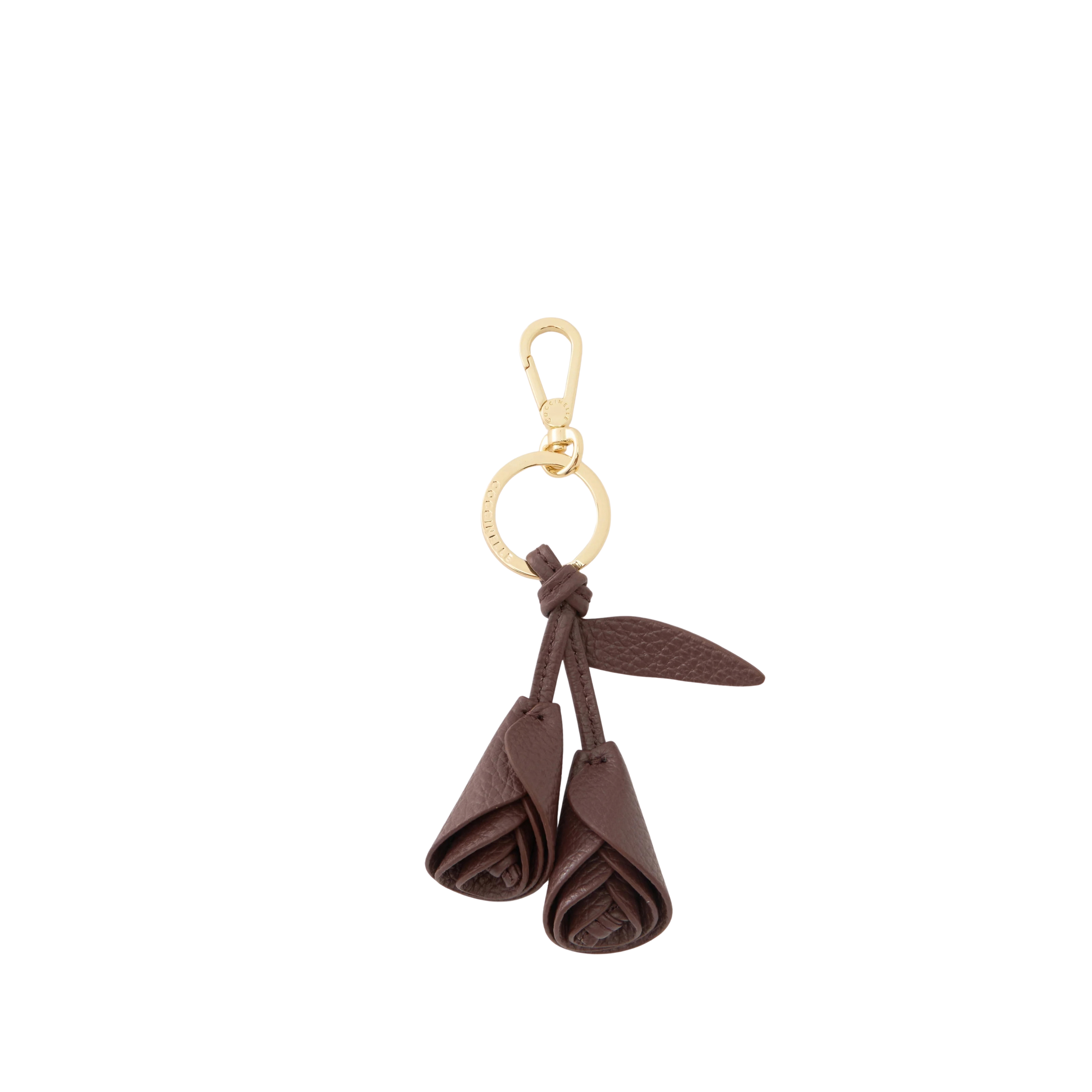 PORTACHIAVI IN PELLE CON PENDENTI FLOREALI DONNA MARRONE