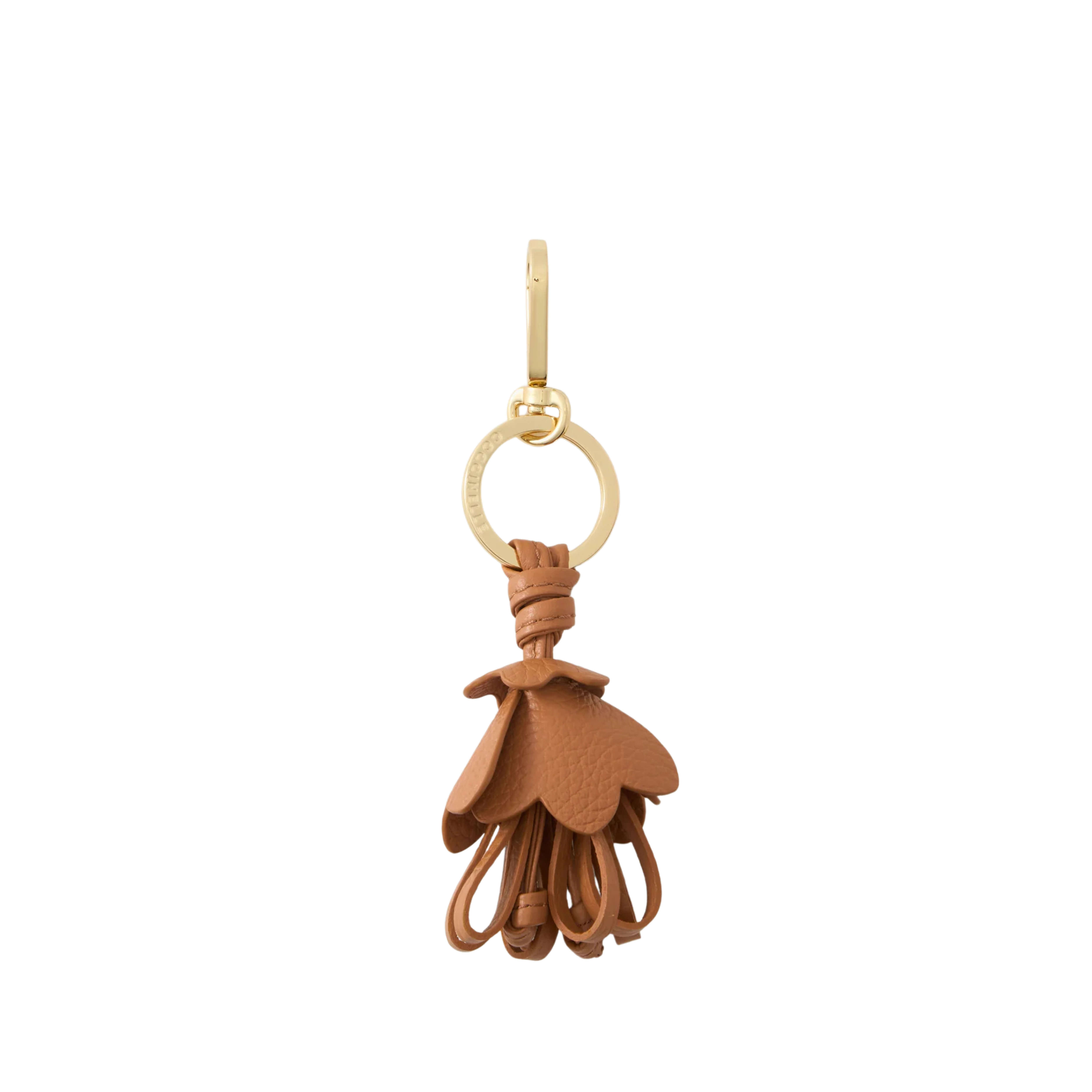 PORTACHIAVI IN PELLE CON PENDENTE FLOREALE DONNA CUOIO