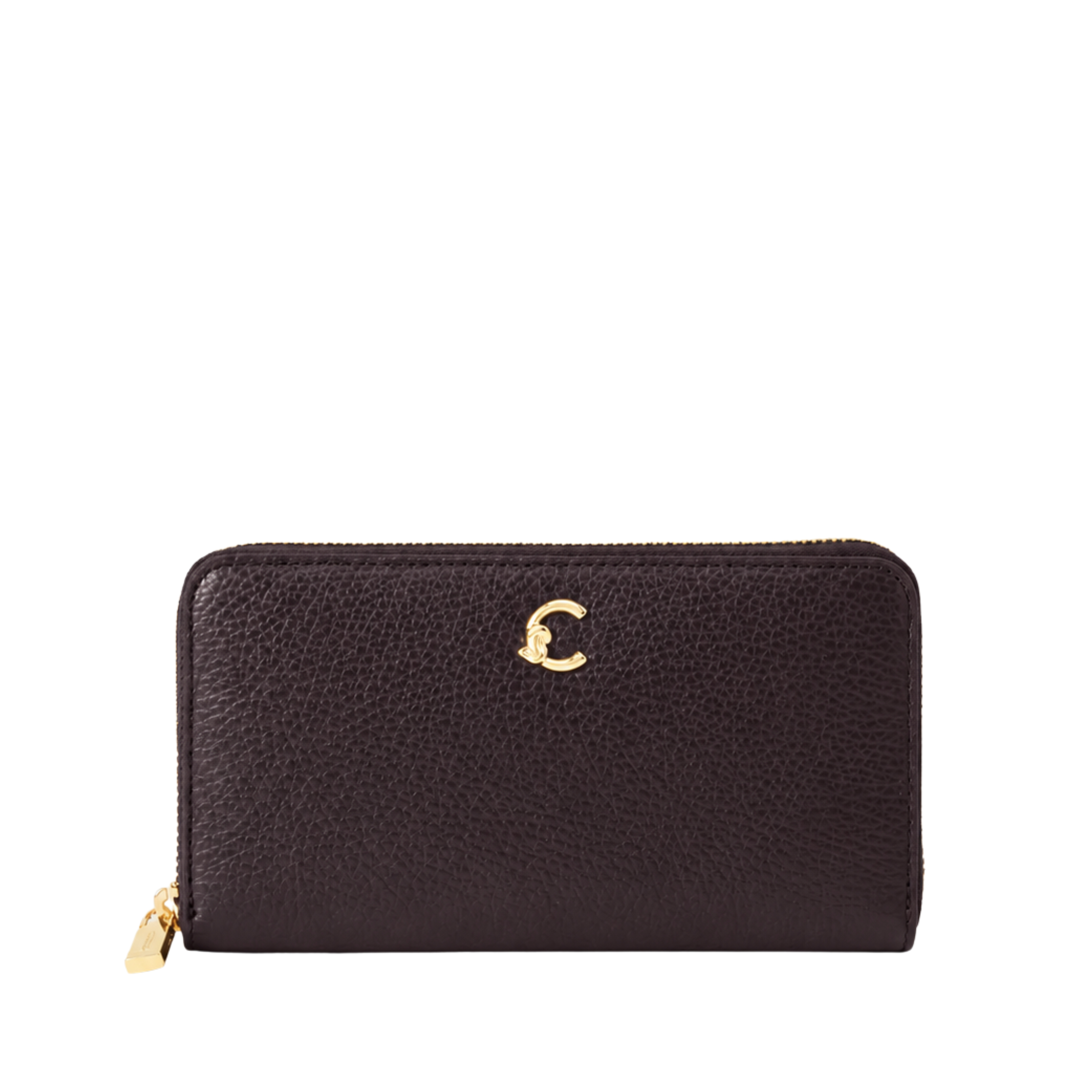 PORTAFOGLIO IN PELLE CON CHIUSURA A ZIP DONNA MARRONE