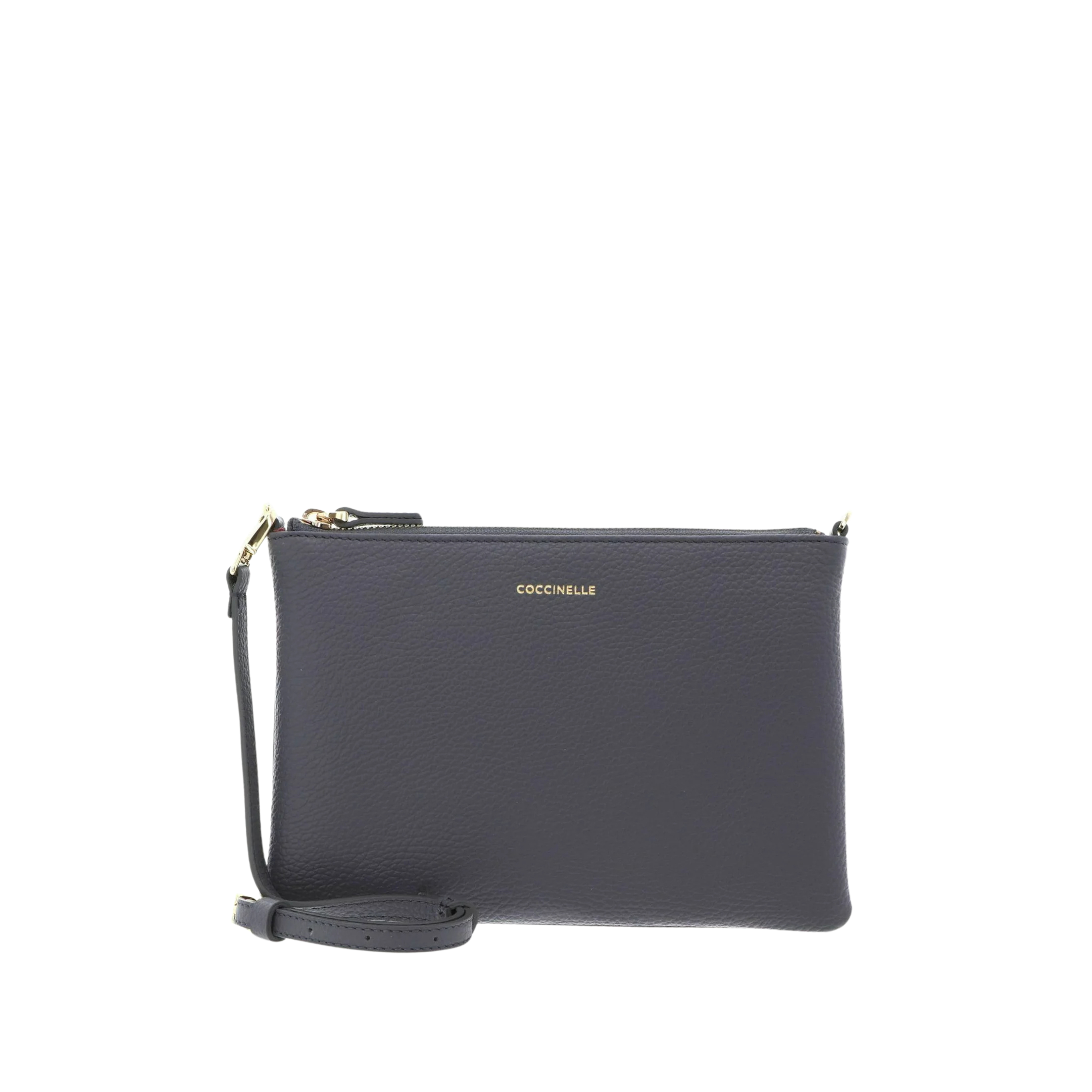BORSA A TRACOLLA IN PELLE MARTELLATA CON ZIP DONNA ANTRACITE