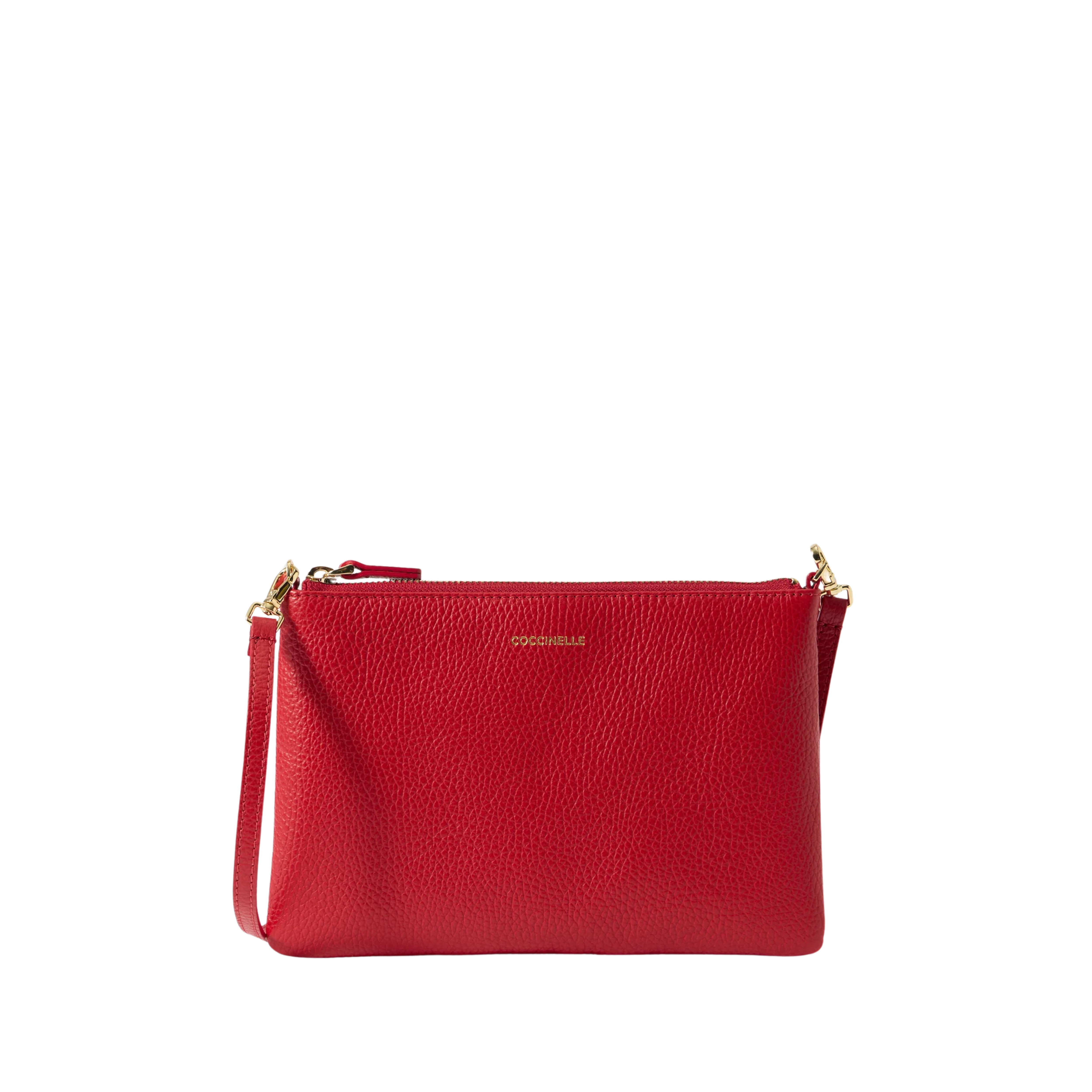 BORSA A TRACOLLA COMPATTA IN PELLE CON ZIP DONNA ROSSO