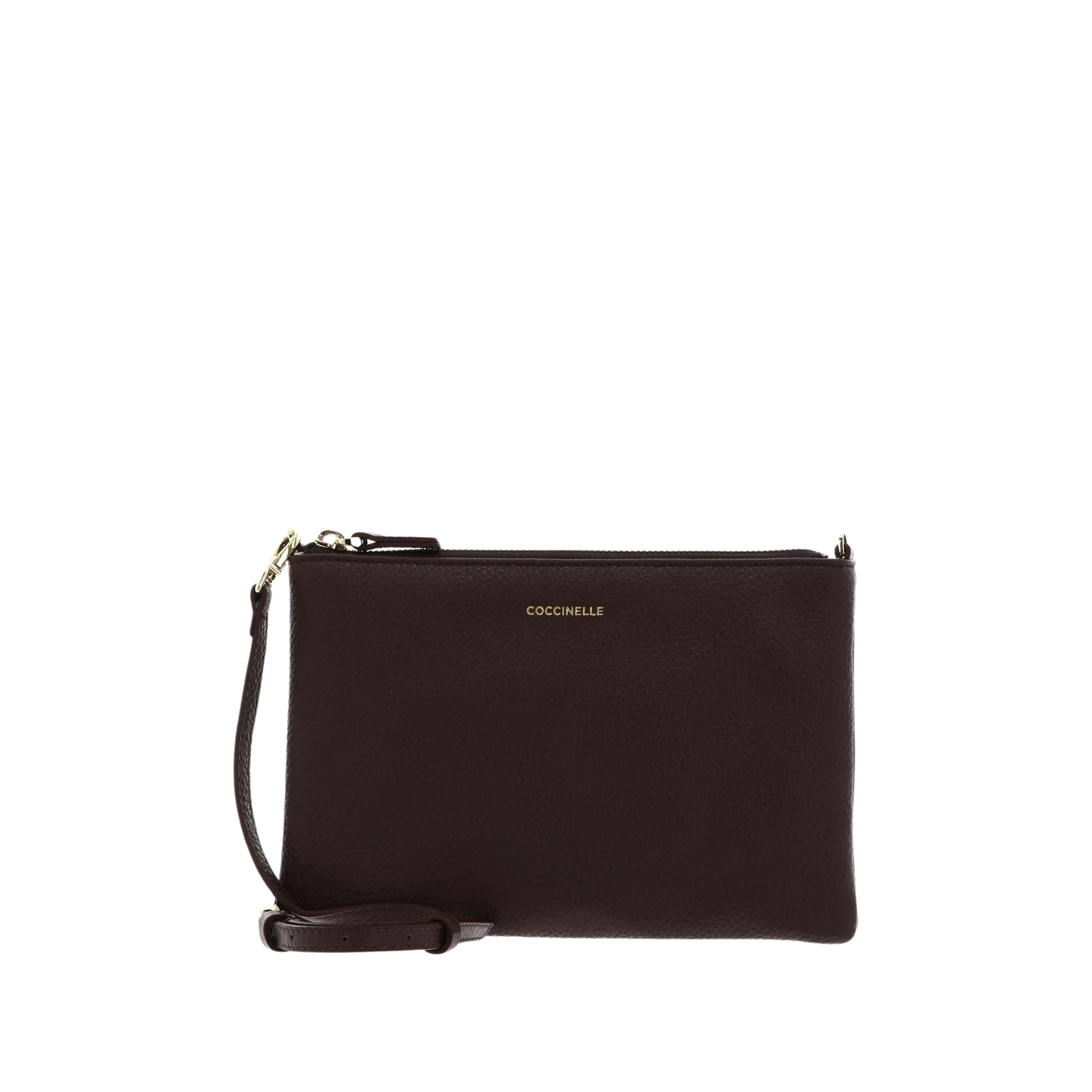 BORSA A TRACOLLA COMPATTA IN PELLE CON ZIP DONNA MARRONE