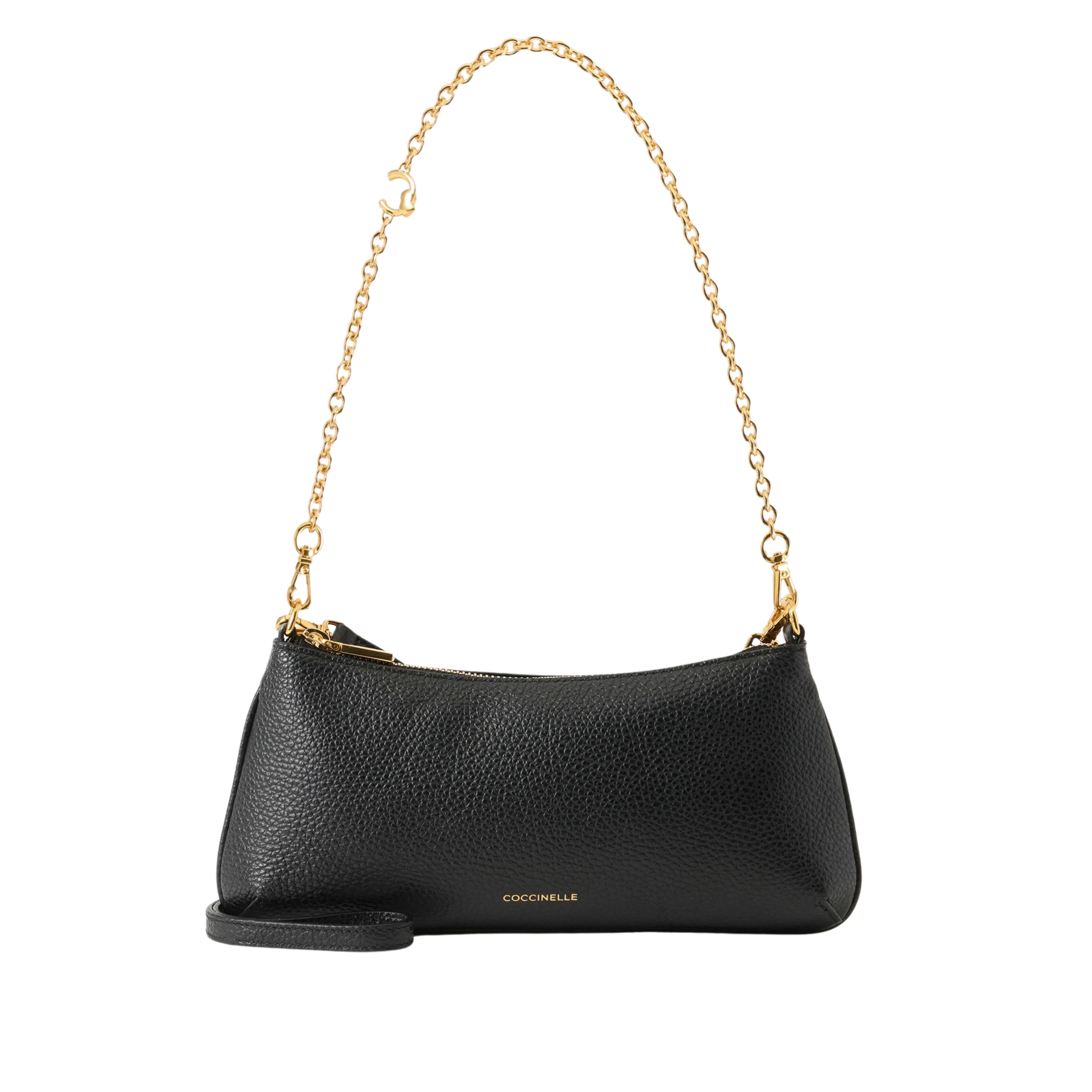 BORSA A SPALLA IN PELLE CON CATENA DONNA NERO