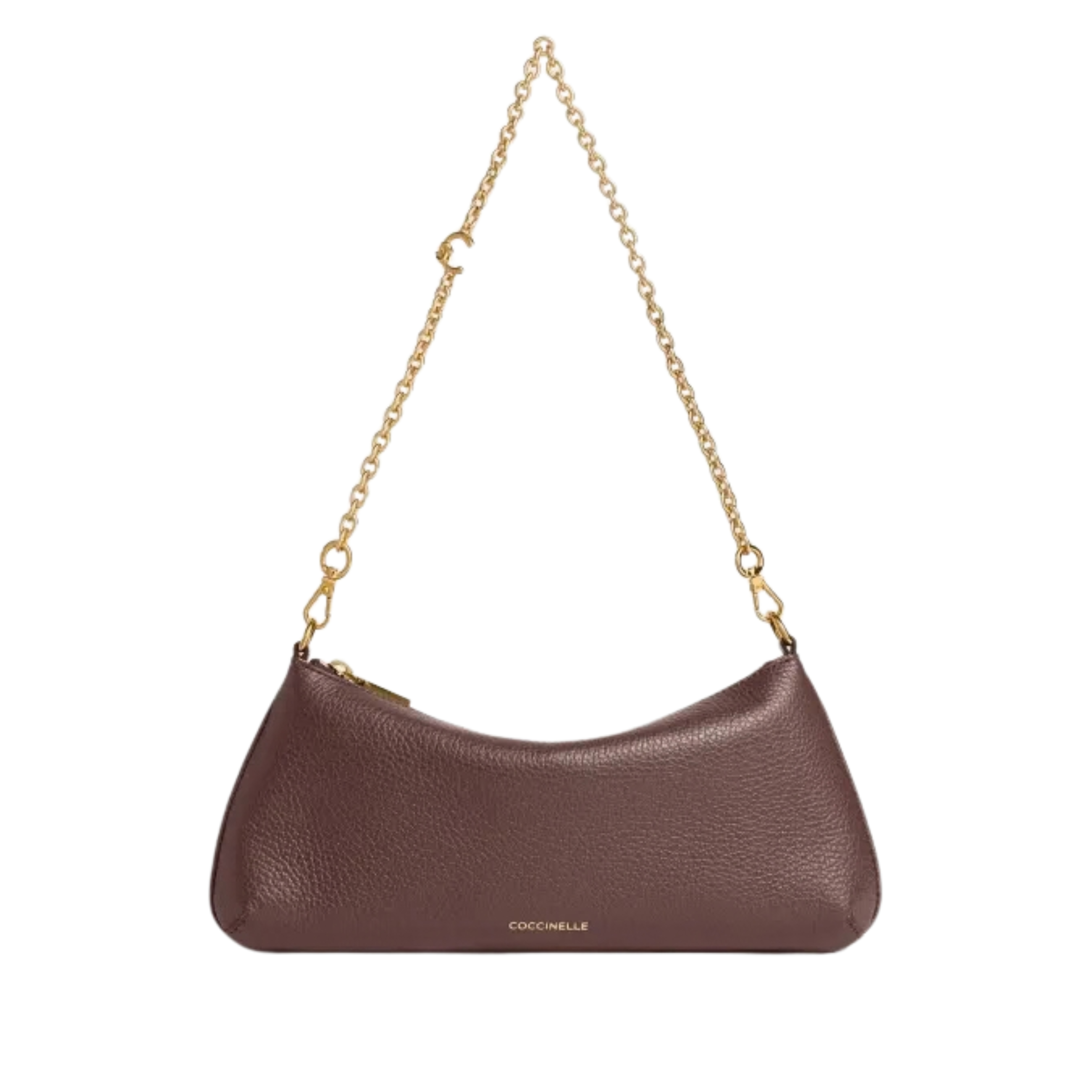 BORSA A SPALLA IN PELLE CON CATENA DONNA MARRONE