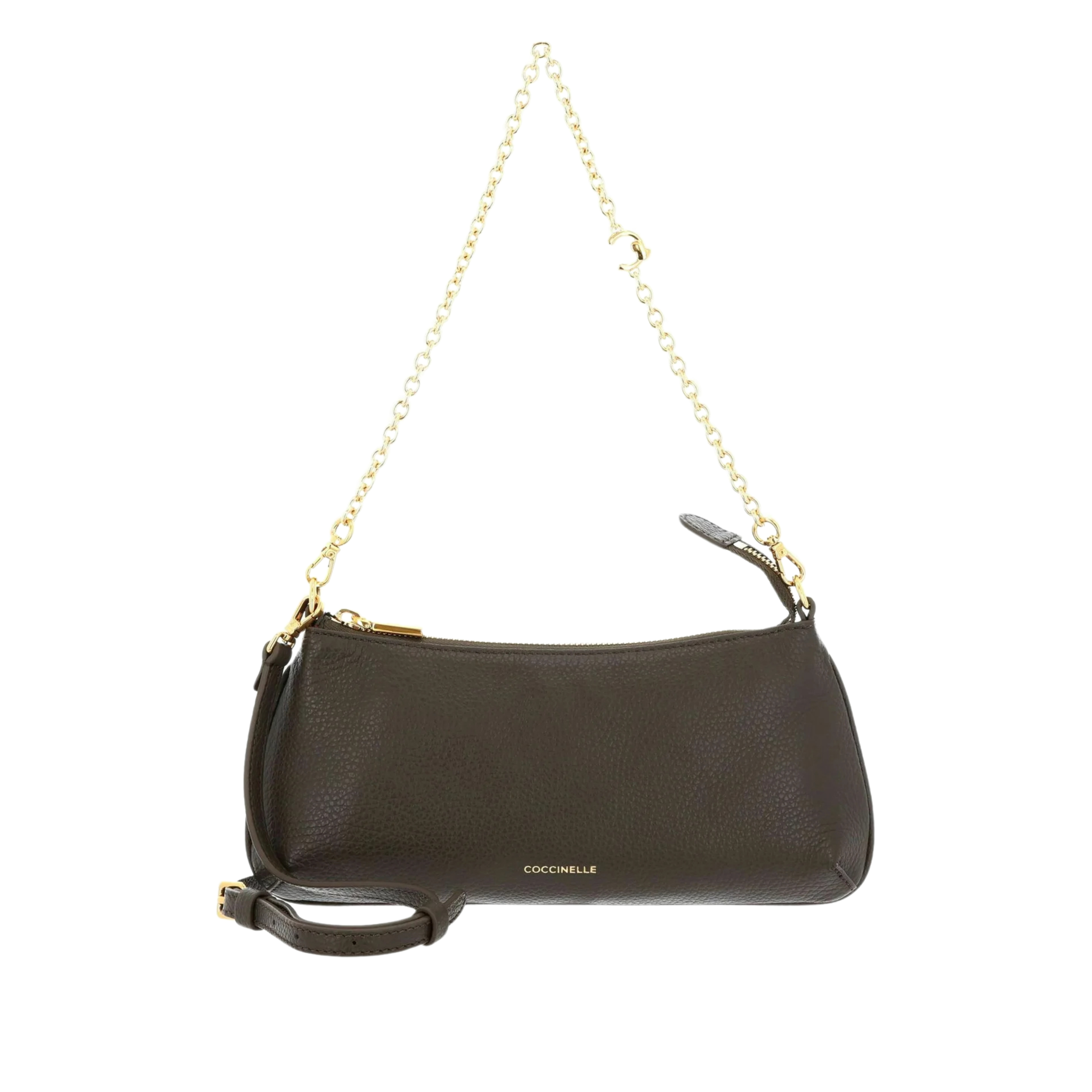 BORSA A SPALLA IN PELLE E CON CATENA DONNA MARRONE
