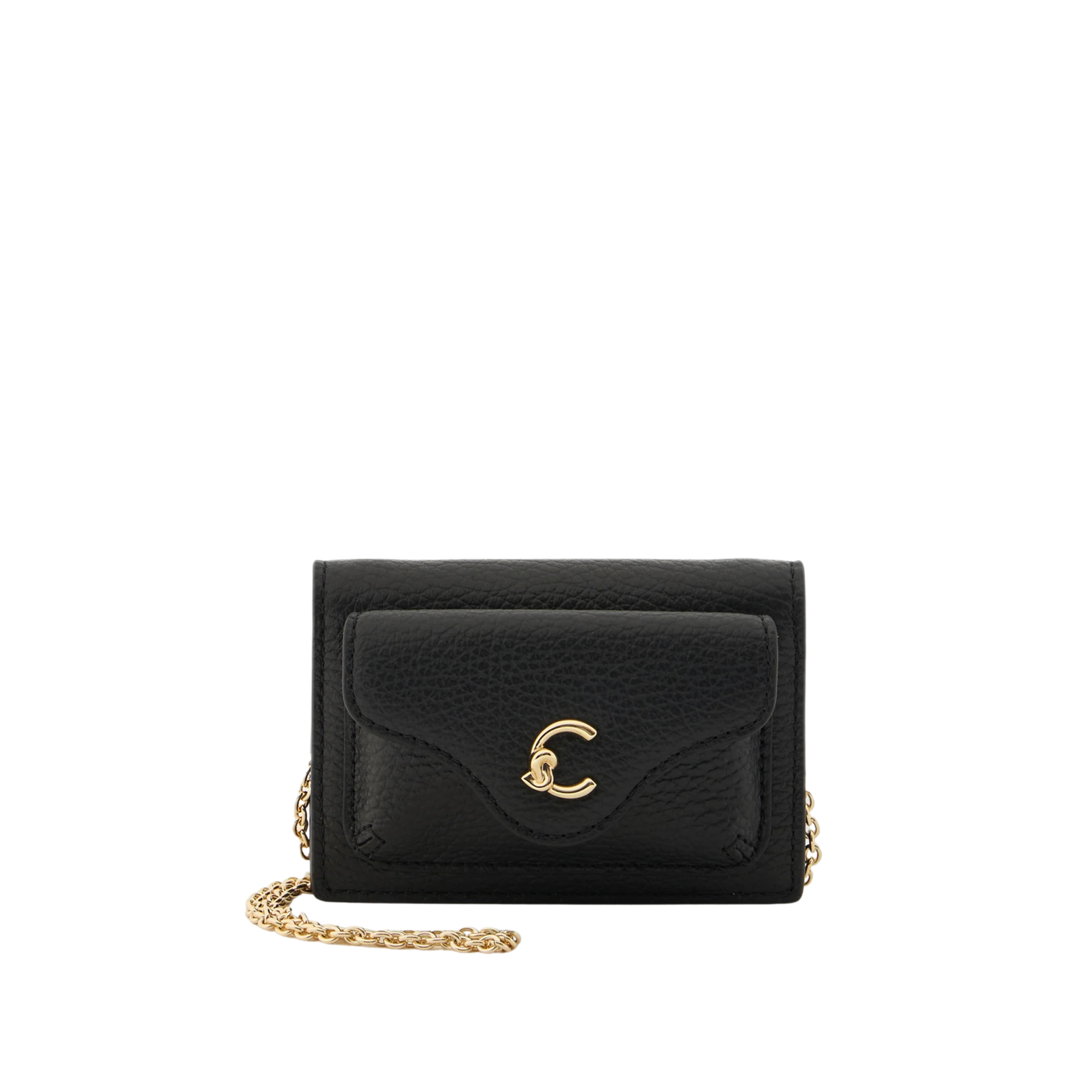 BORSA A TRACOLLA COMPATTA IN PELLE CON CATENA DONNA NERO