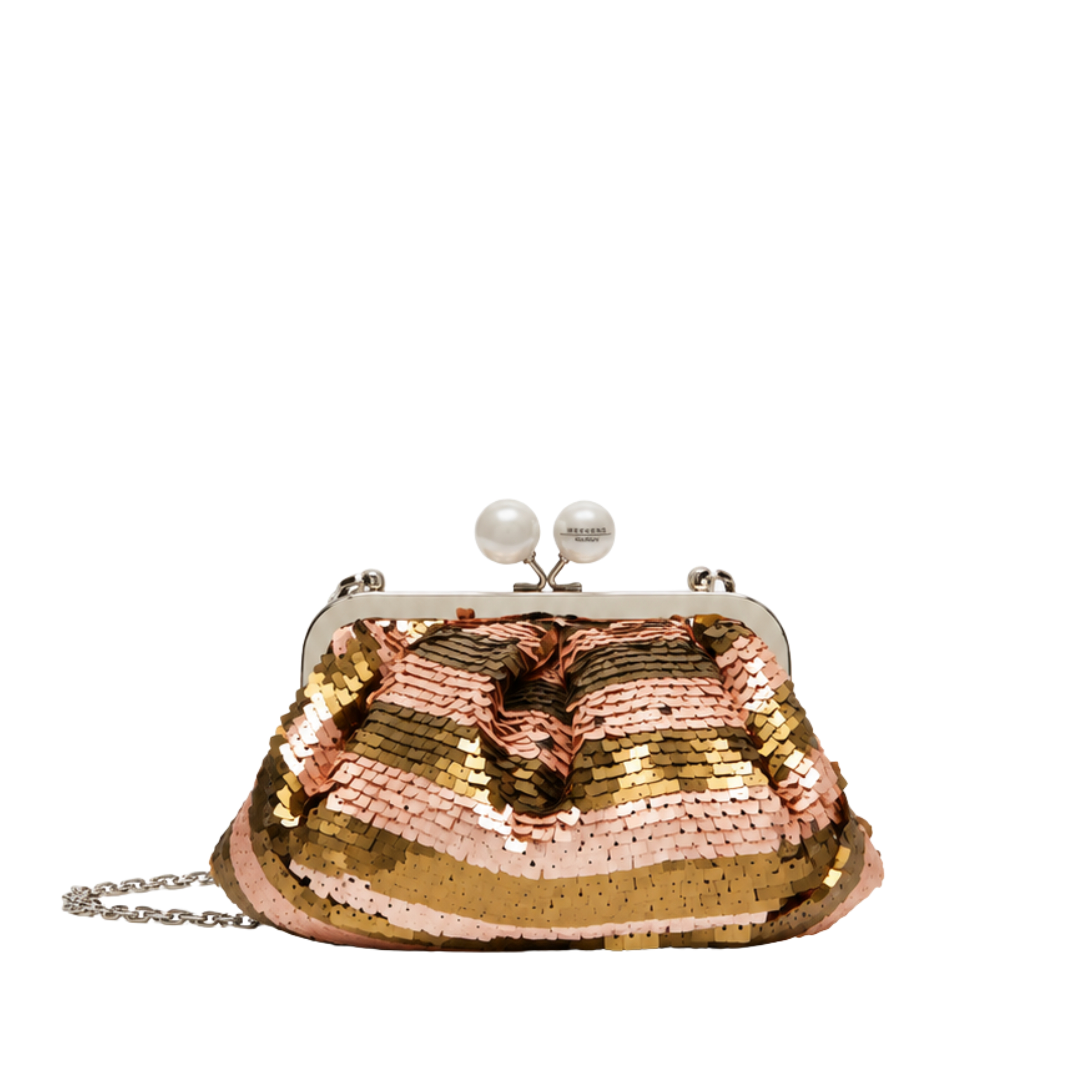 BORSA A MANO PASTICCINO CON PAILLETTES DONNA BEIGE