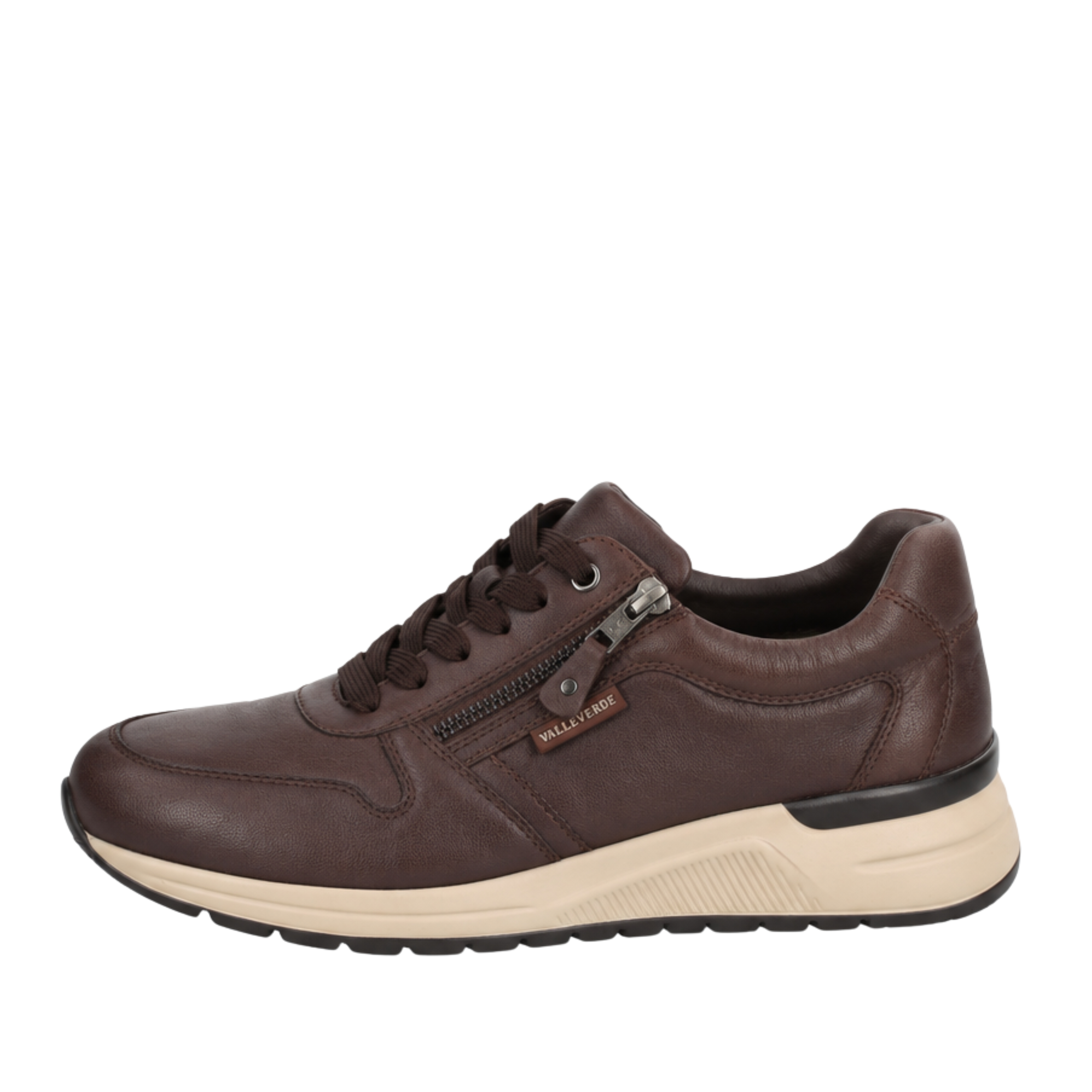 SNEAKERS BASSE IN PELLE CON LACCI E ZIP UOMO MARRONE