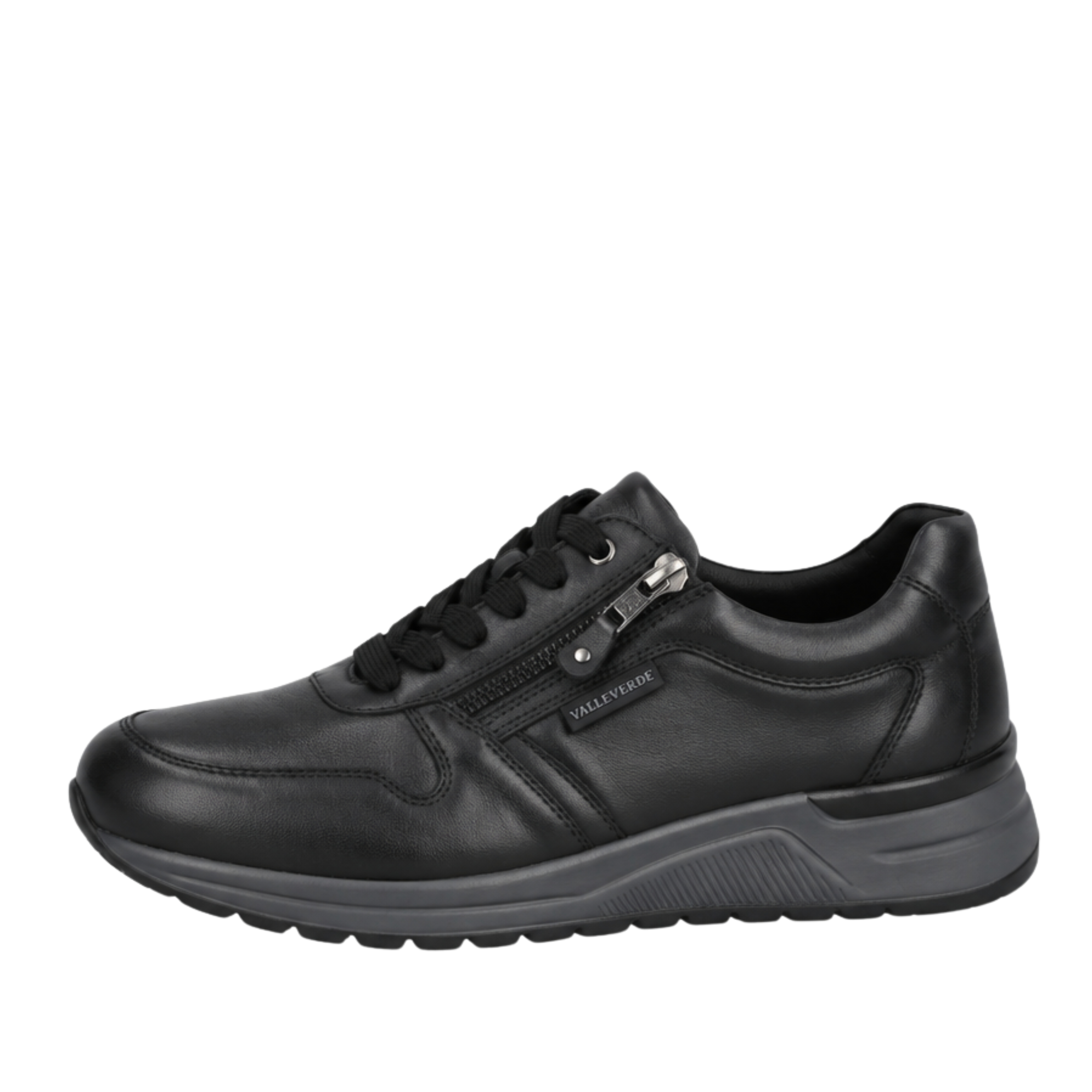 SNEAKERS BASSE IN PELLE CON LACCI E ZIP UOMO NERO
