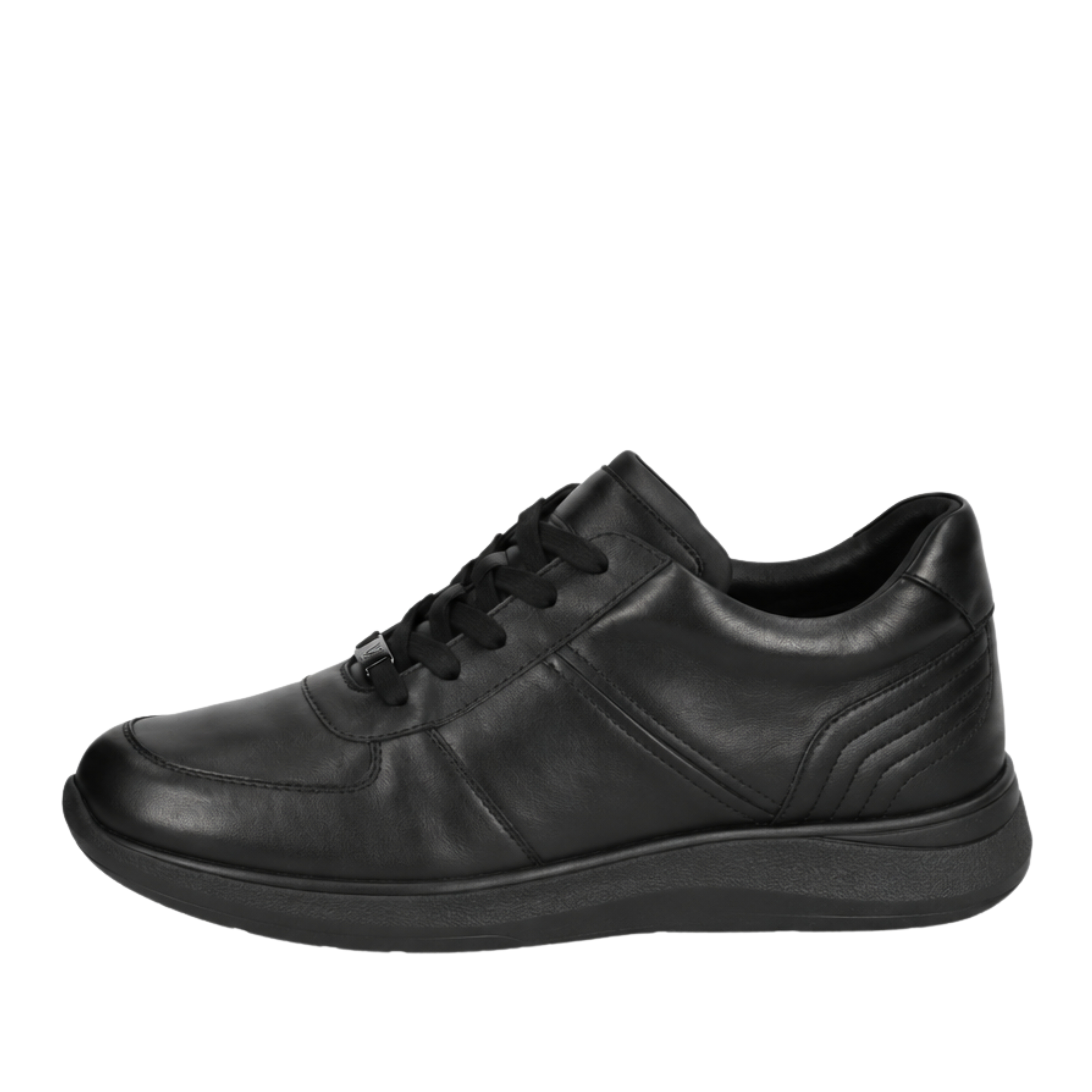 SNEAKERS BASSE IN PELLE CON DETTAGLI IMPUNTURATI UOMO NERO