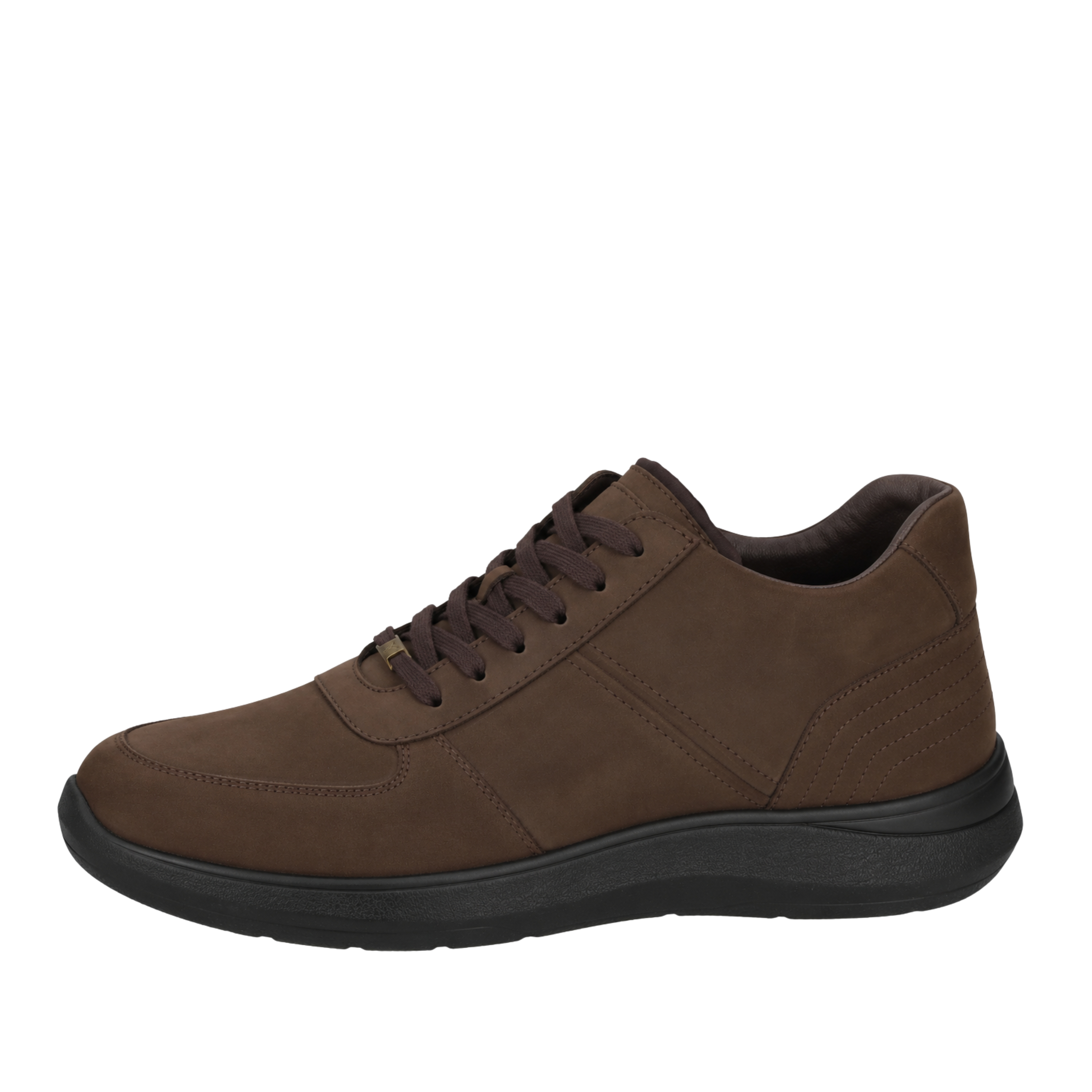 SNEAKERS BASSE IN PELLE NABUK CON DETTAGLI IMPUNTURATI UOMO MARRONE