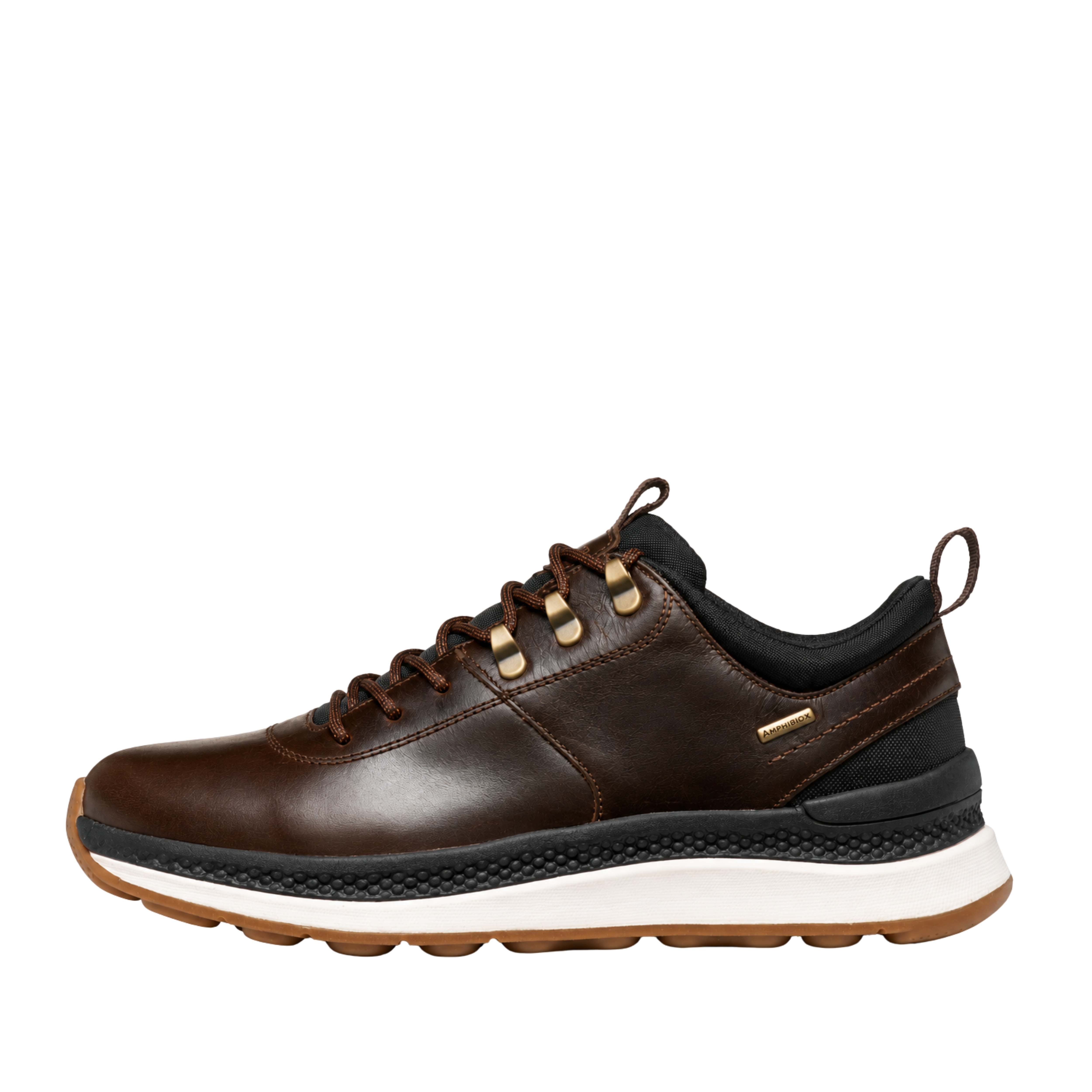 SNEAKERS BASSE IN PELLE CON DETTAGLI TREKKING UOMO MARRONE