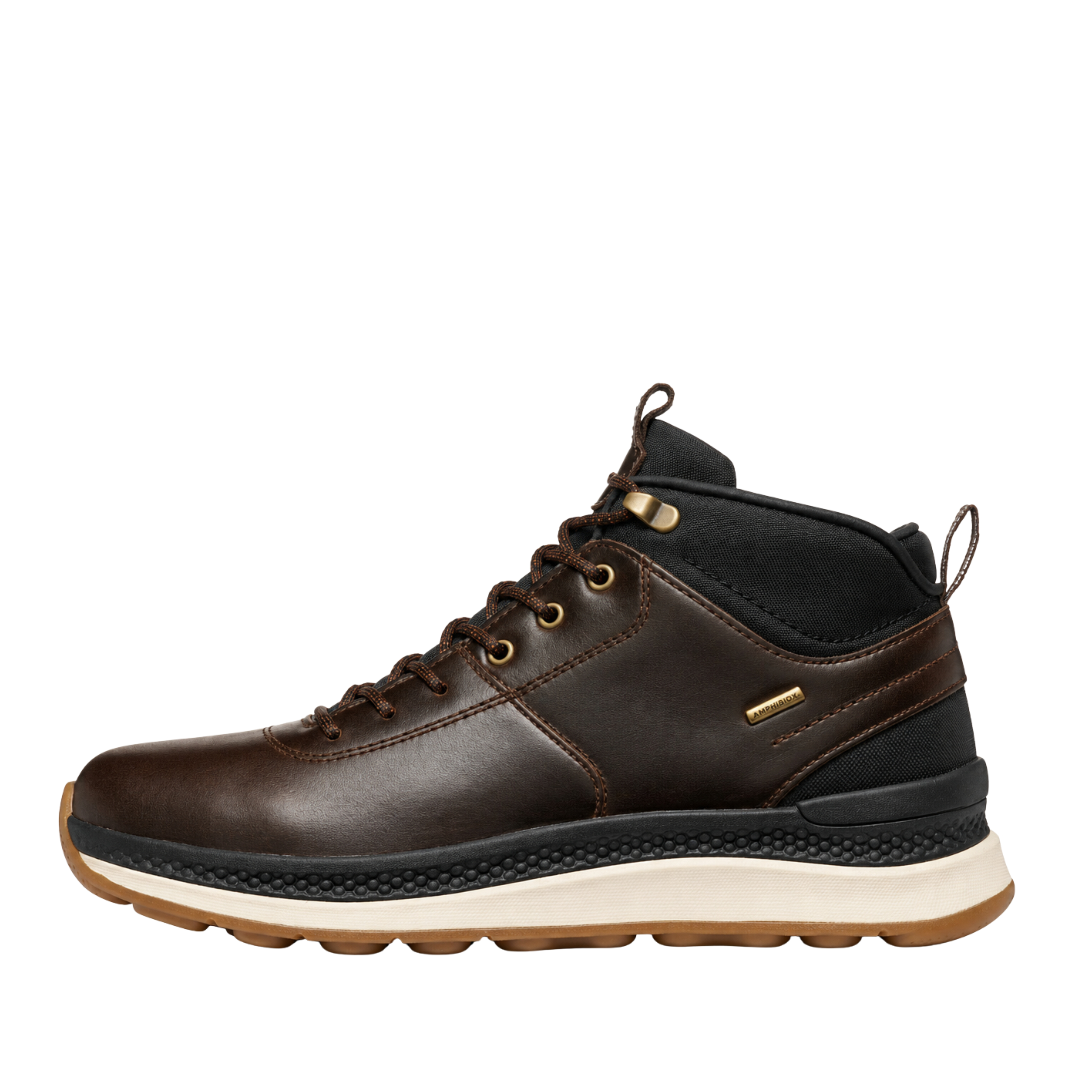 SNEAKERS ALTE IN PELLE CON DETTAGLI TREKKING UOMO MARRONE