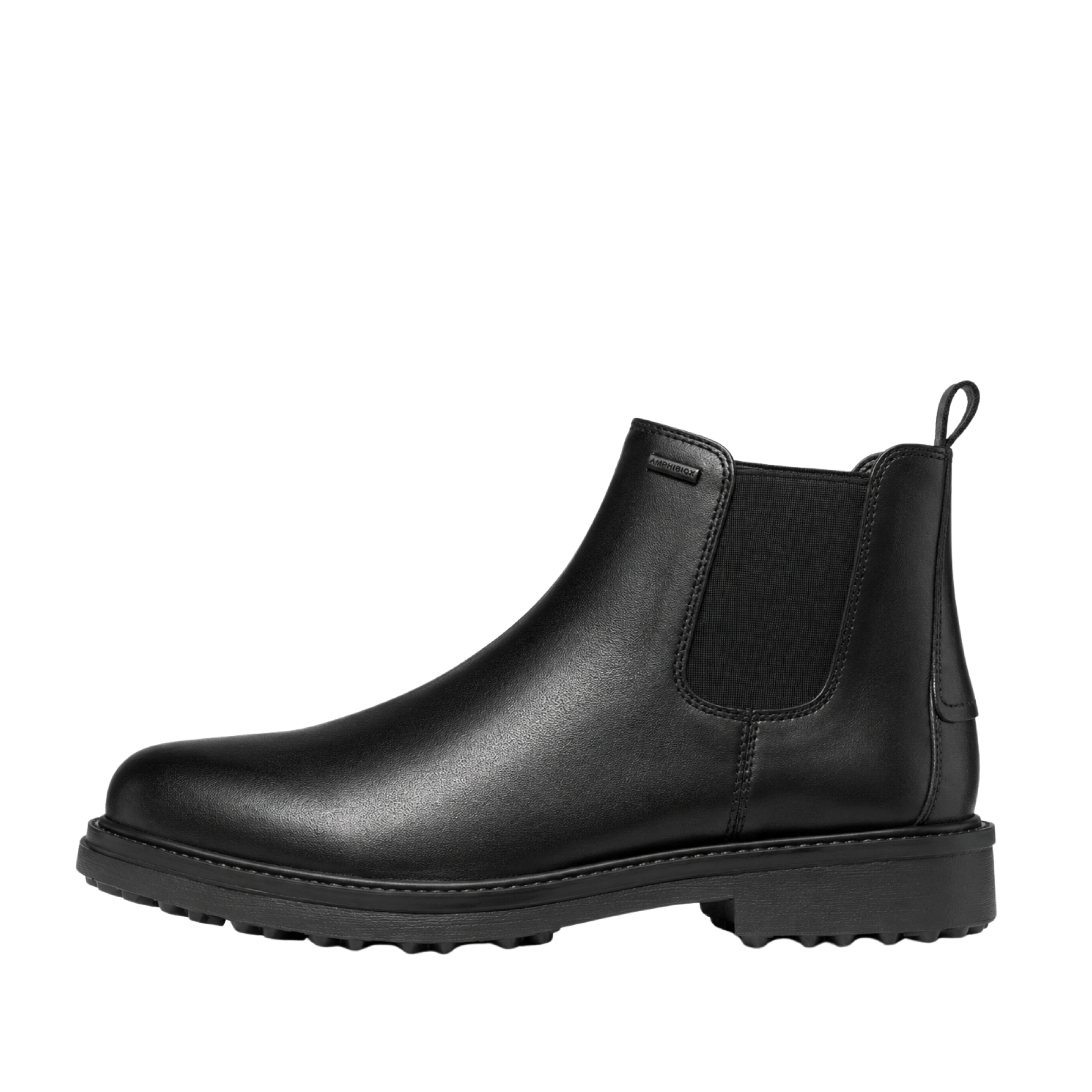 STIVALETTI TACCO BASSO CHELSEA IN PELLE CON SUOLA CARRARMATO UOMO NERO