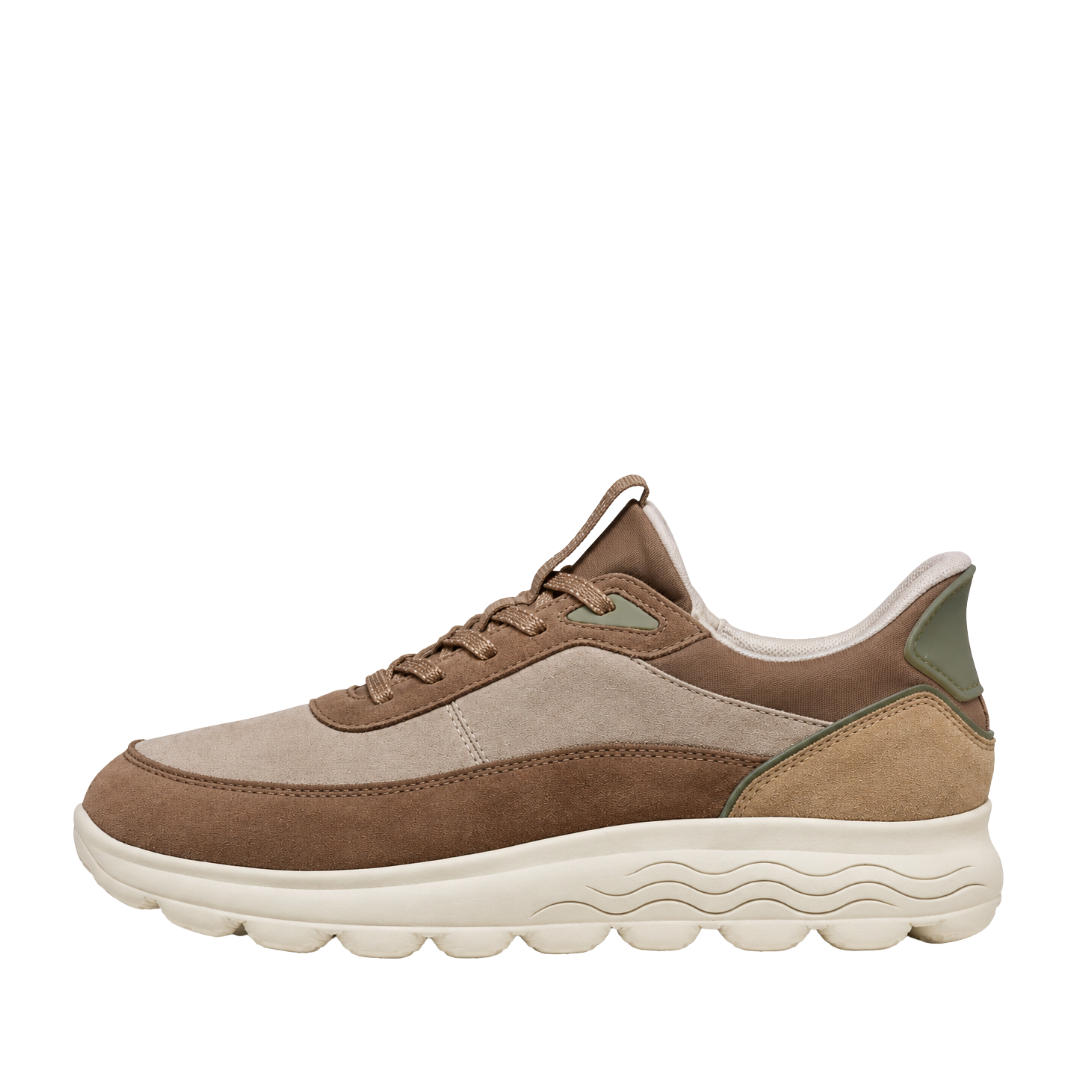SNEAKERS BASSE CON INSERTI MULTICOLOR E SUOLA SAGOMATA UOMO BEIGE