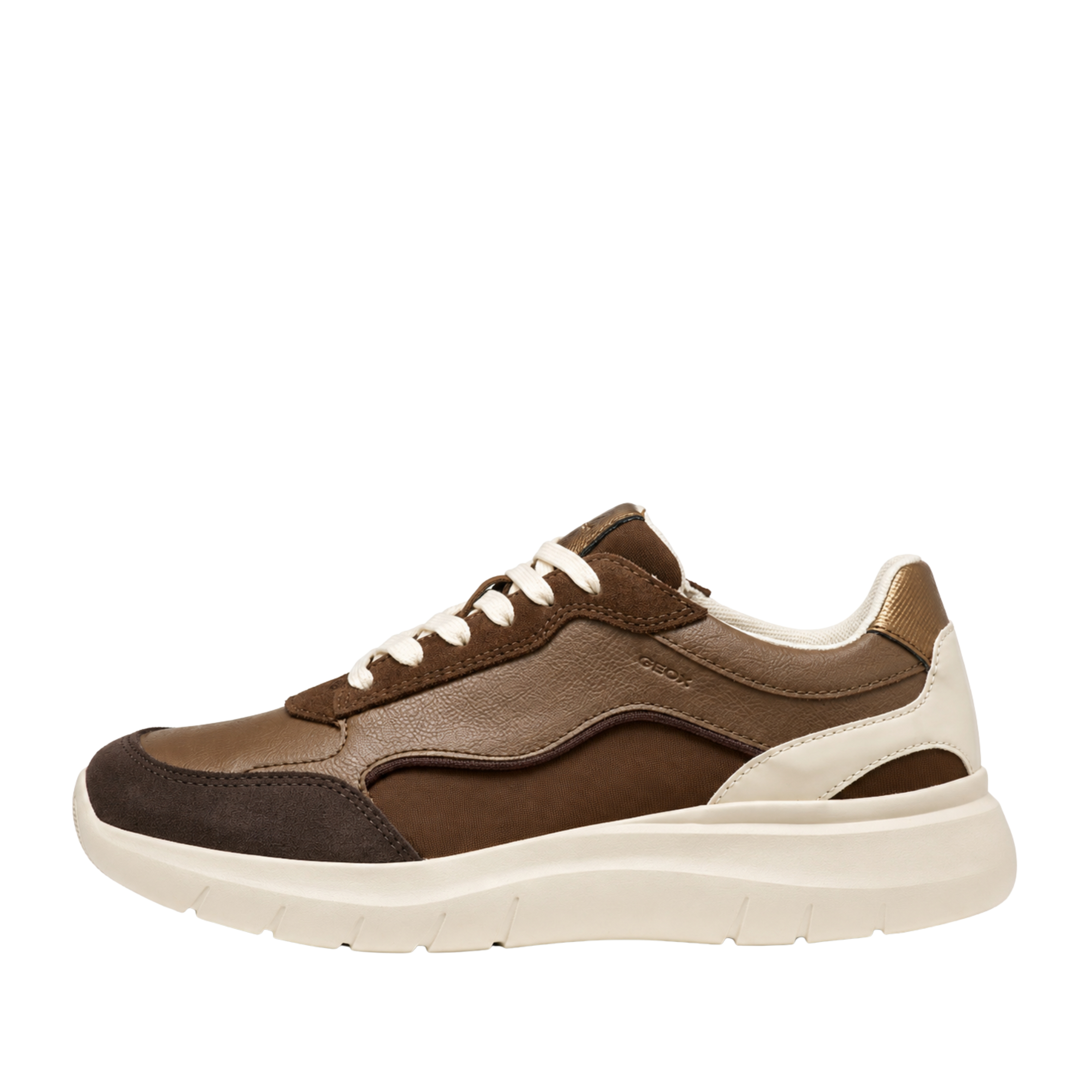 SNEAKERS BASSE MULTIMATERIALE CON SUOLA CHUNKY DONNA MARRONE