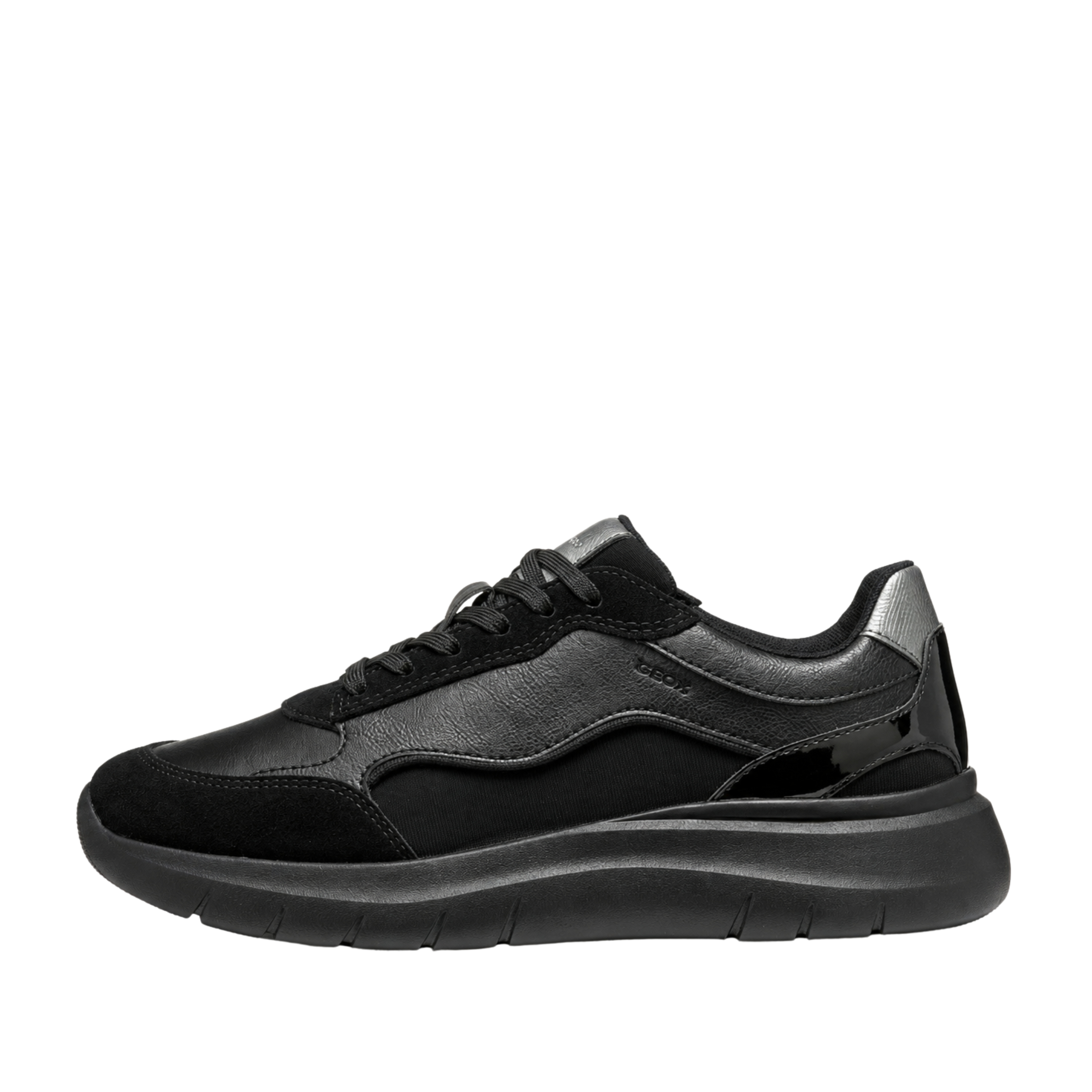 SNEAKERS BASSE MULTIMATERIALE CON DETTAGLI METALLIZZATI DONNA NERO