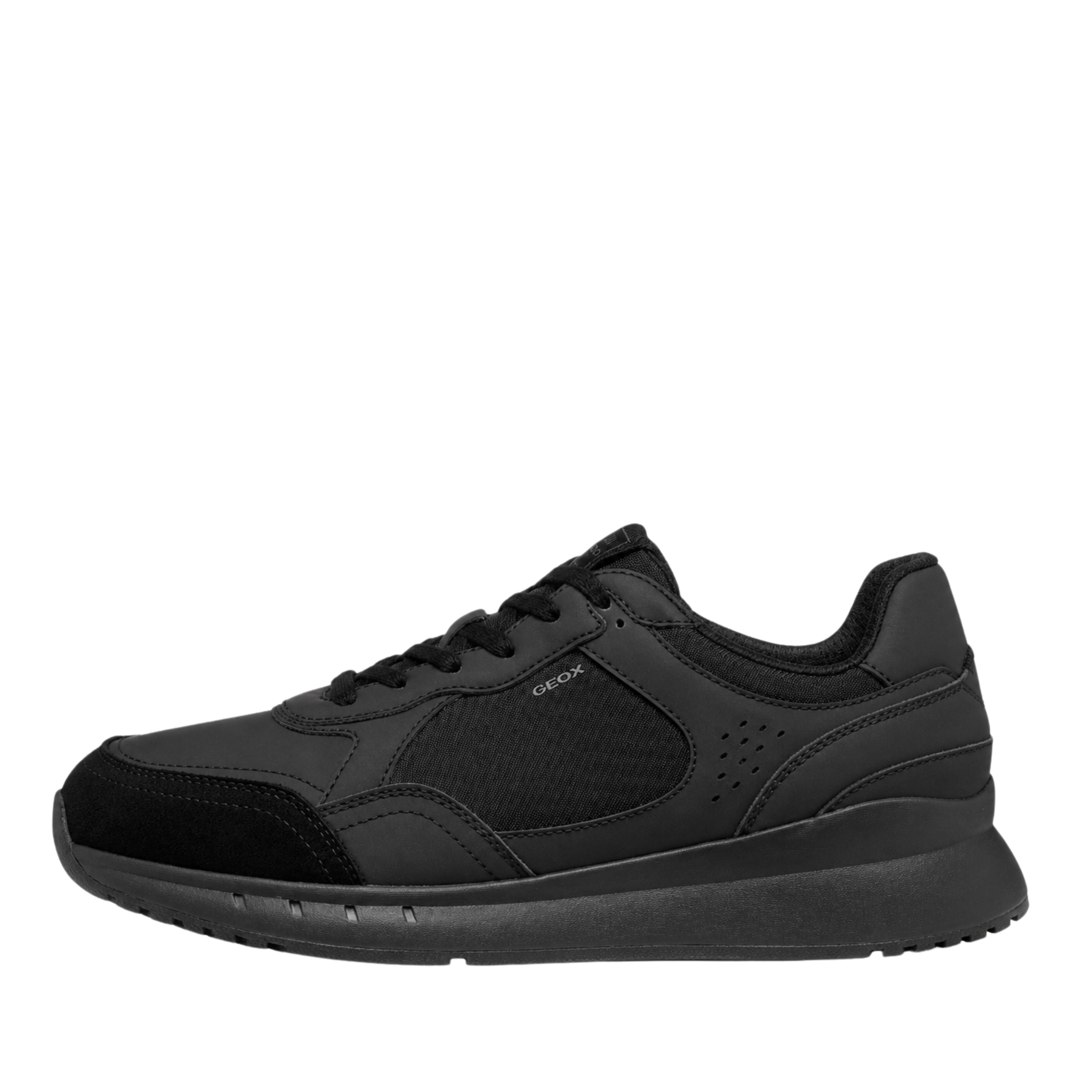 SNEAKERS BASSE MULTIMATERIALE CON INSERTI SCAMOSCIATI UOMO NERO