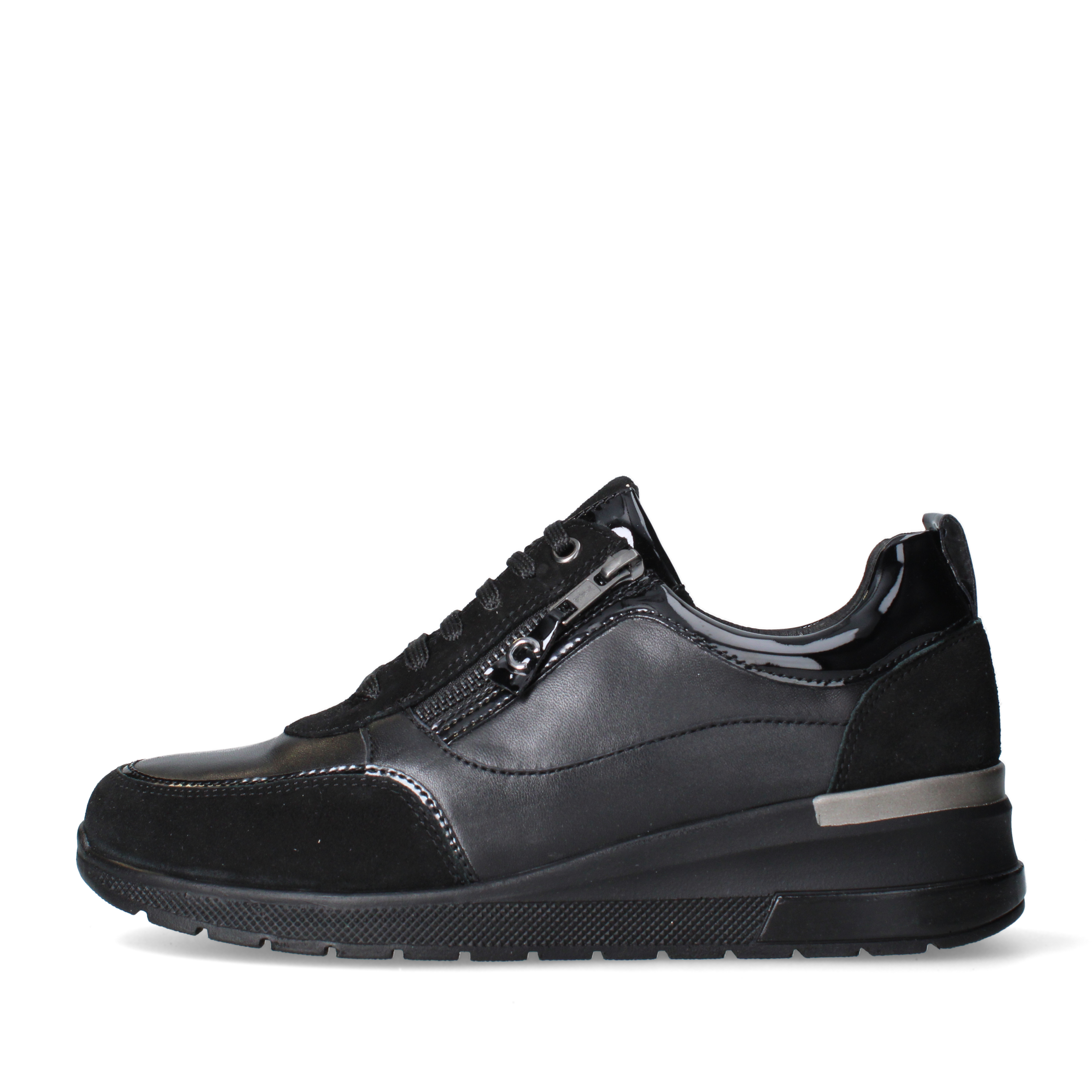 SNEAKERS BASSE CON ZIP IV2610 LATERALE DONNA NERO