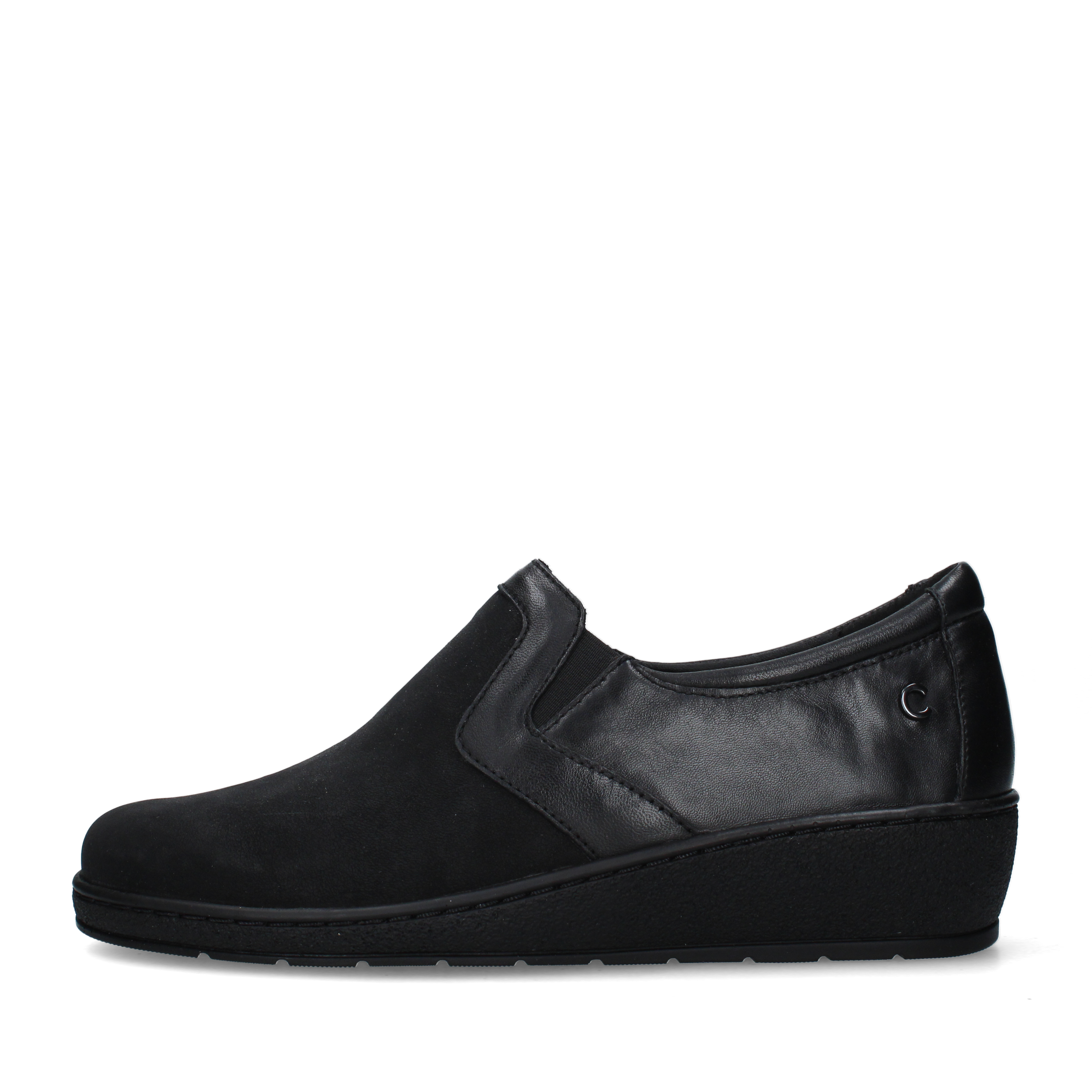 MOCASSINI SLIP-ON CON ZEPPA E INSERTO ELASTICO DONNA NERO