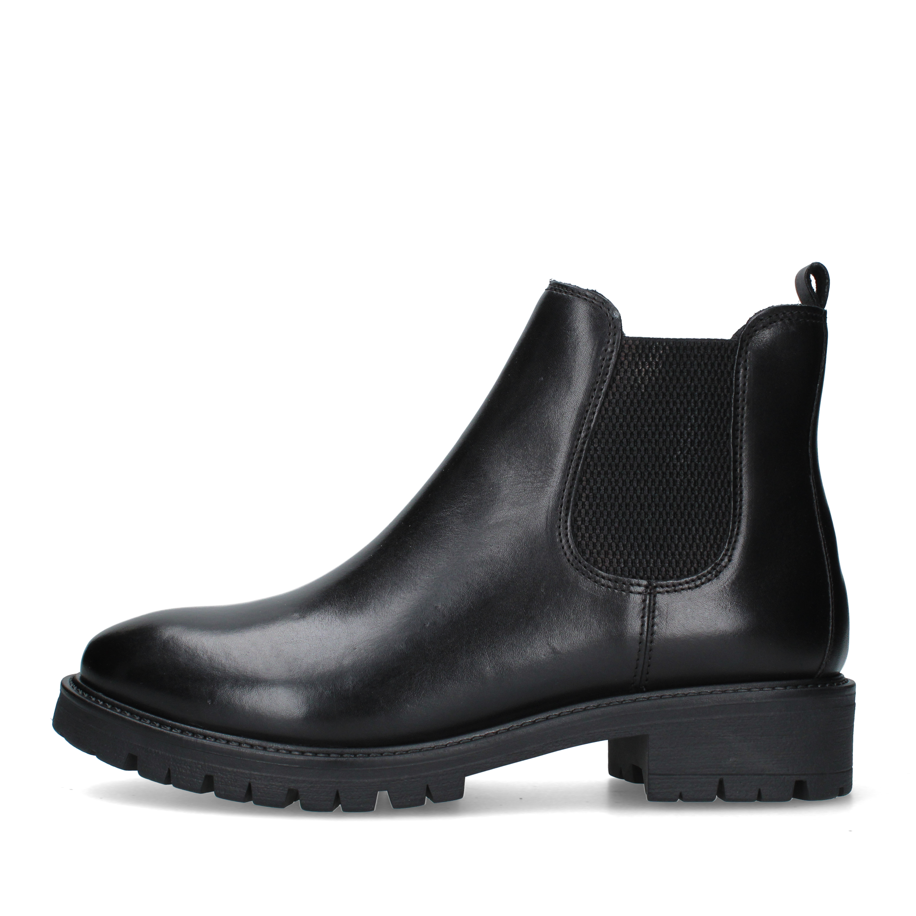 STIVALETTI TACCO BASSO CHELSEA CON SUOLA CARRARMATO DONNA NERO