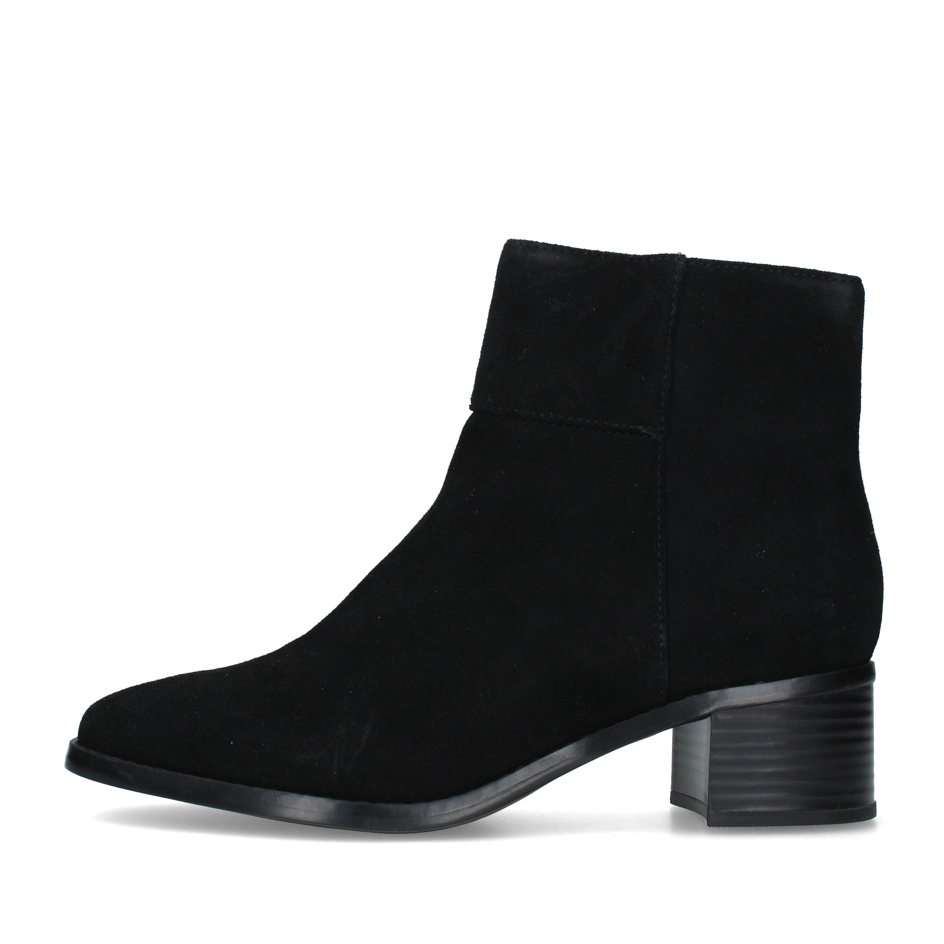 STIVALETTI TACCO ALTO IN CAMOSCIO CON TACCO LARGO DONNA NERO