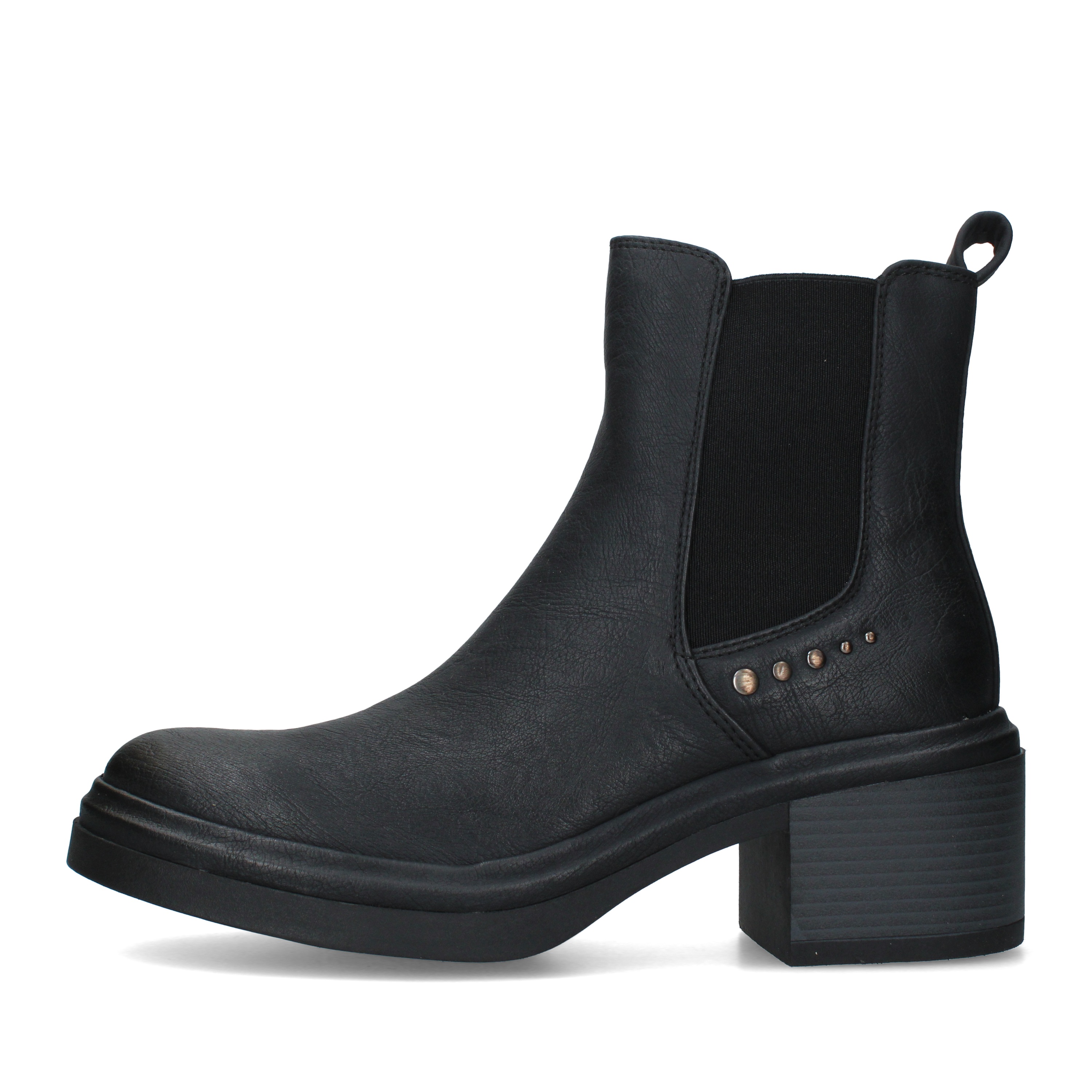 STIVALETTI TACCO BASSO CHELSEA CON BORCHIE DONNA NERO