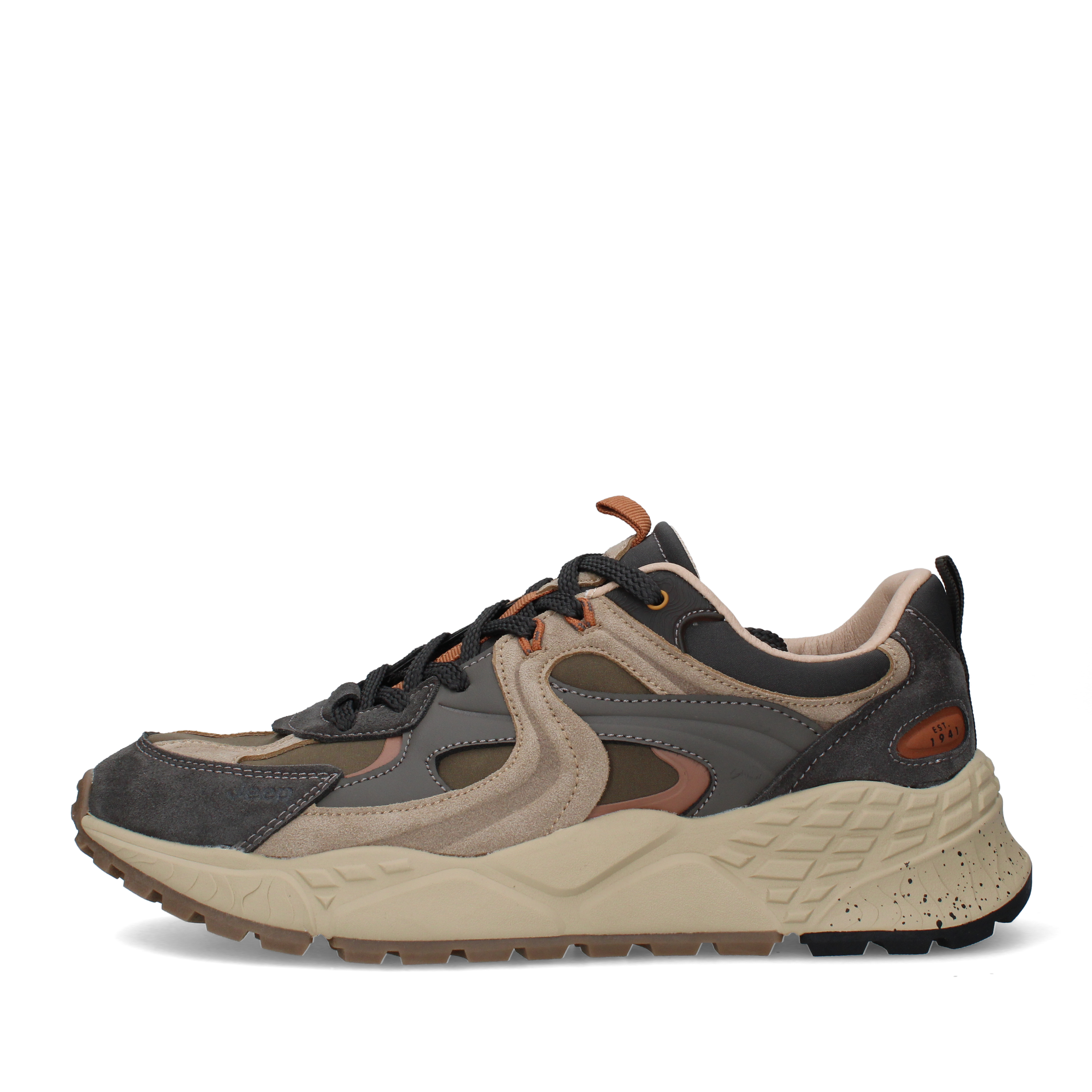 SNEAKERS BASSE IN CAMOSCIO CON INSERTI A CONTRASTO UOMO GRIGIO