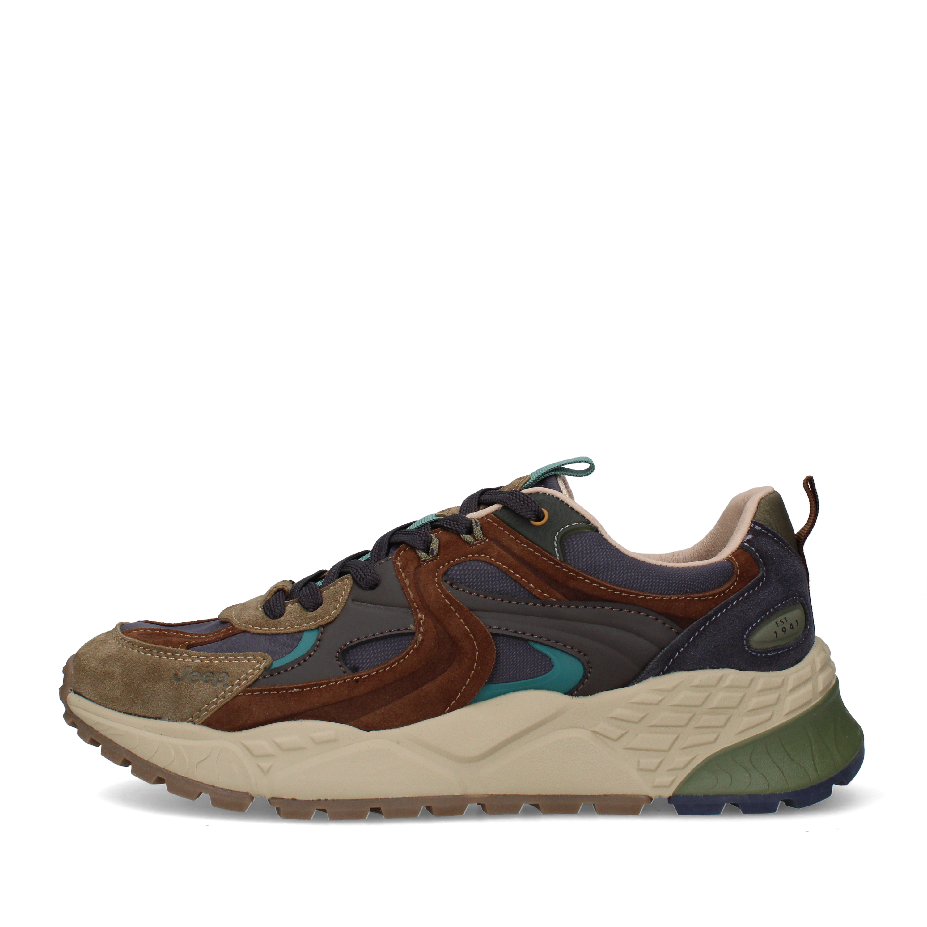 SNEAKERS BASSE IN CAMOSCIO CON INSERTI A CONTRASTO UOMO MARRONE
