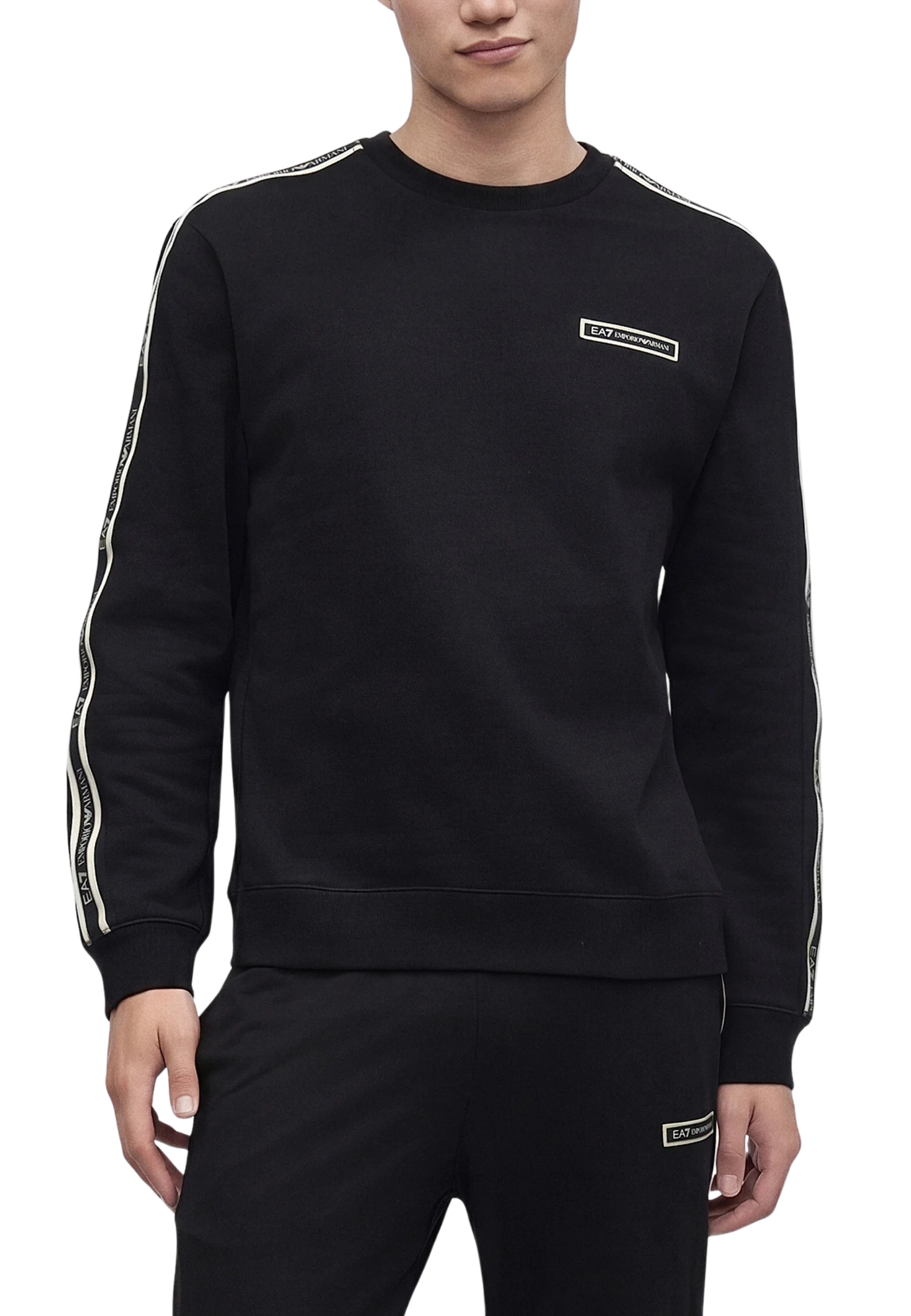 FELPA GIROCOLLO LOGO SERIES IN JERSEY UOMO NERO