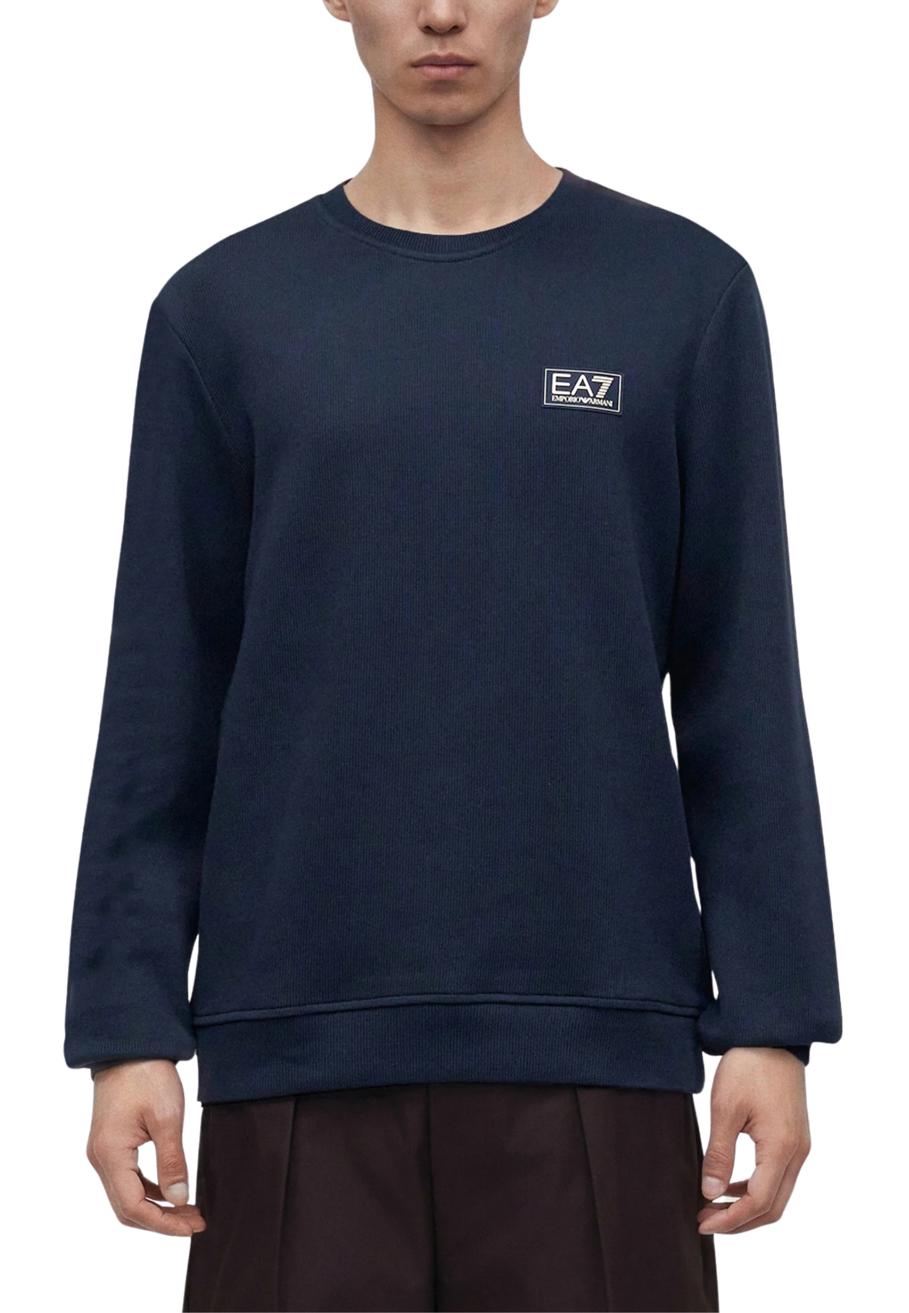 FELPA GIROCOLLO IN COTONE UOMO BLU
