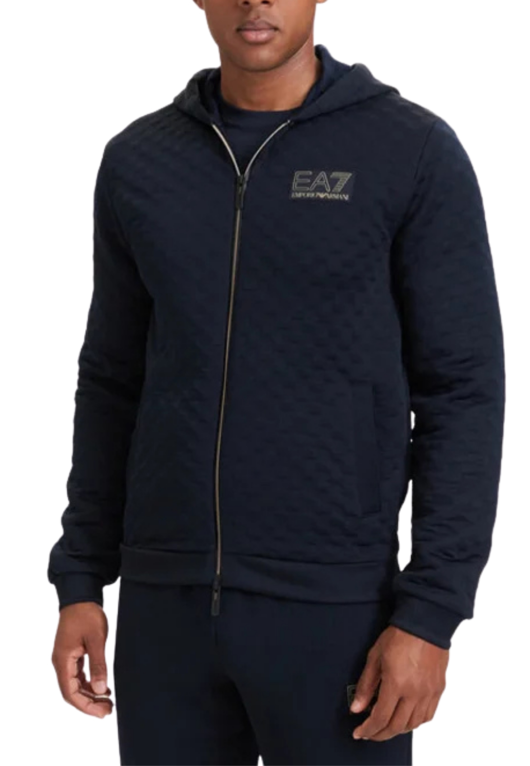 FELPA CON CAPPUCCIO E ZIP UOMO BLU