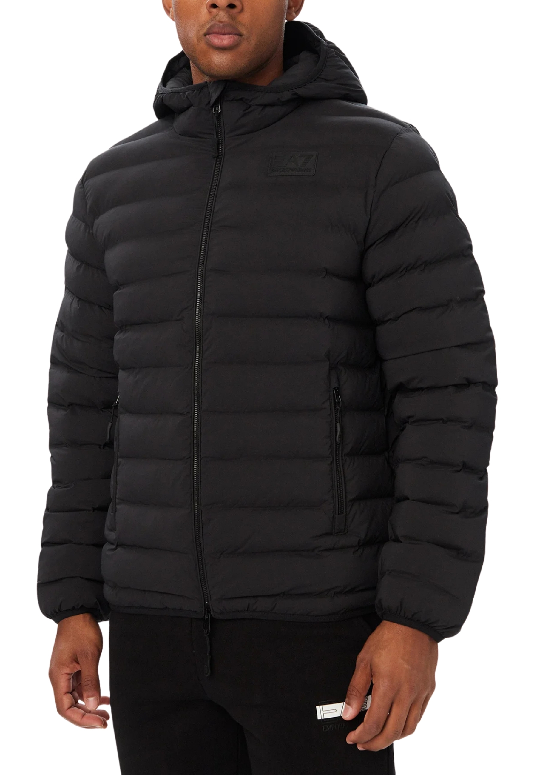 PIUMINO BOMBER CON CAPPUCCIO UOMO NERO