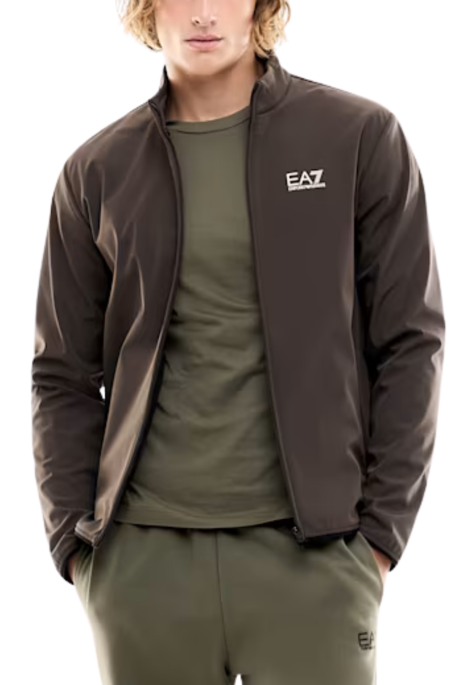 FELPA CON ZIP TECNICA STRETCH UOMO MARRONE