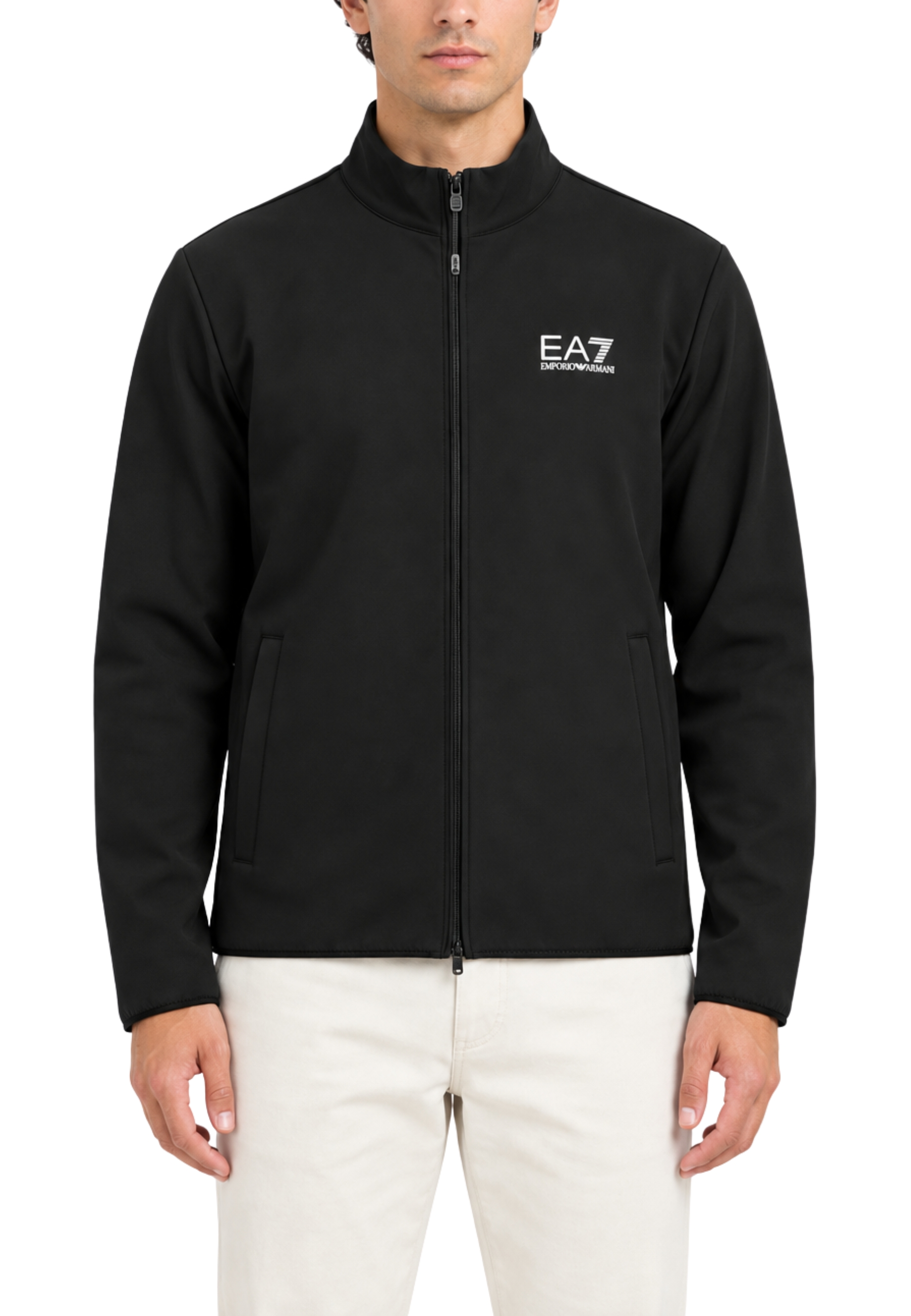 FELPA CON ZIP TECNICA STRETCH UOMO NERO