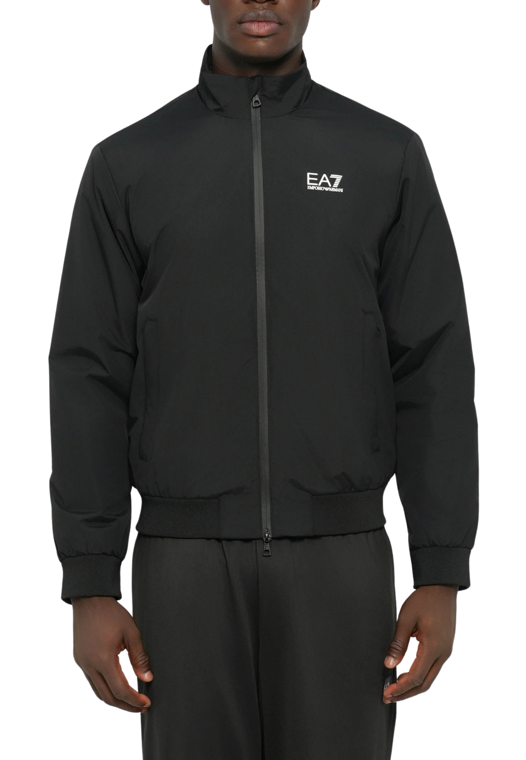 GIACCA BOMBER CON COLLETTO ALTO E ZIP UOMO NERO