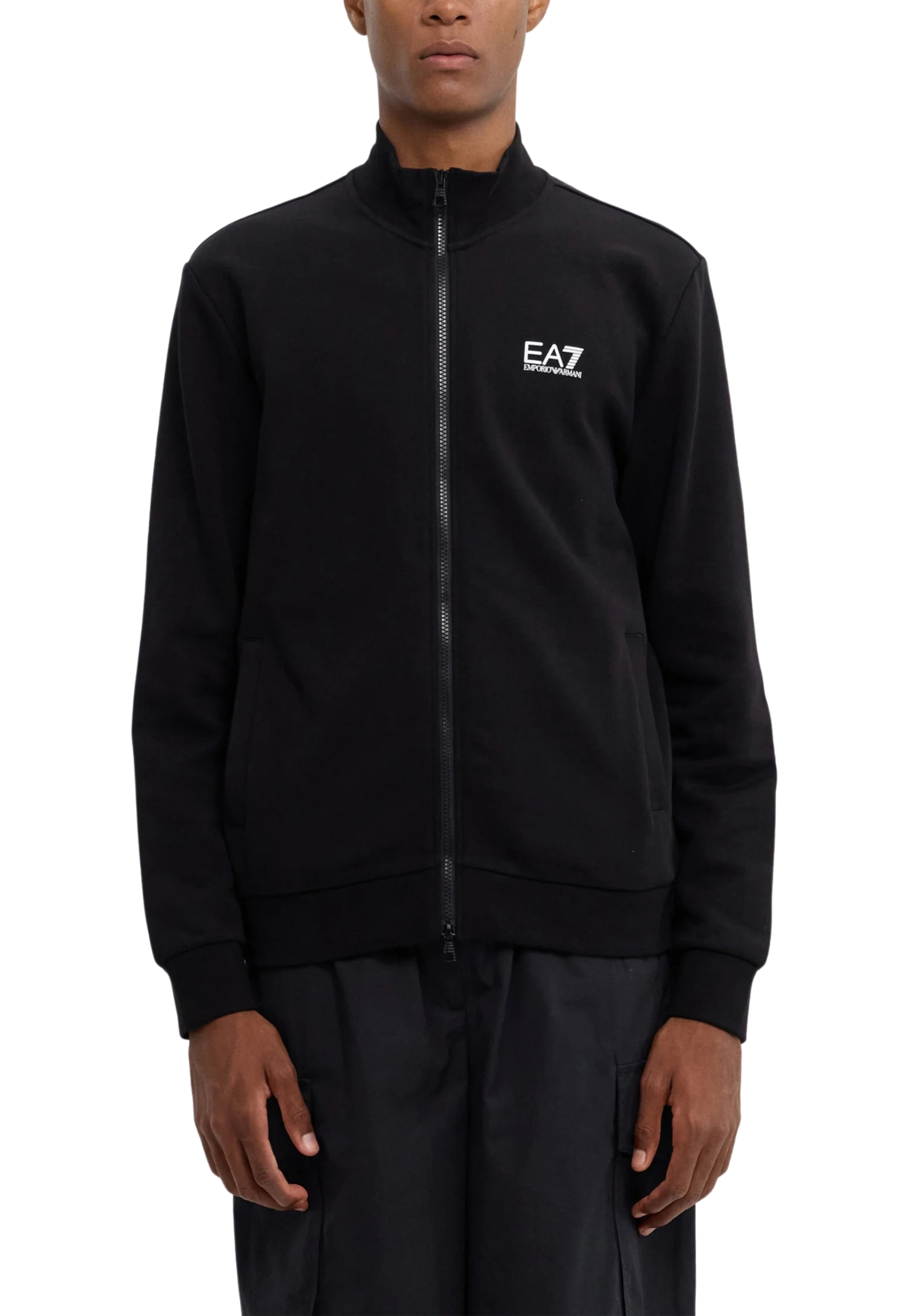 FELPA CON ZIP E COLLETTO ALTO UOMO NERO