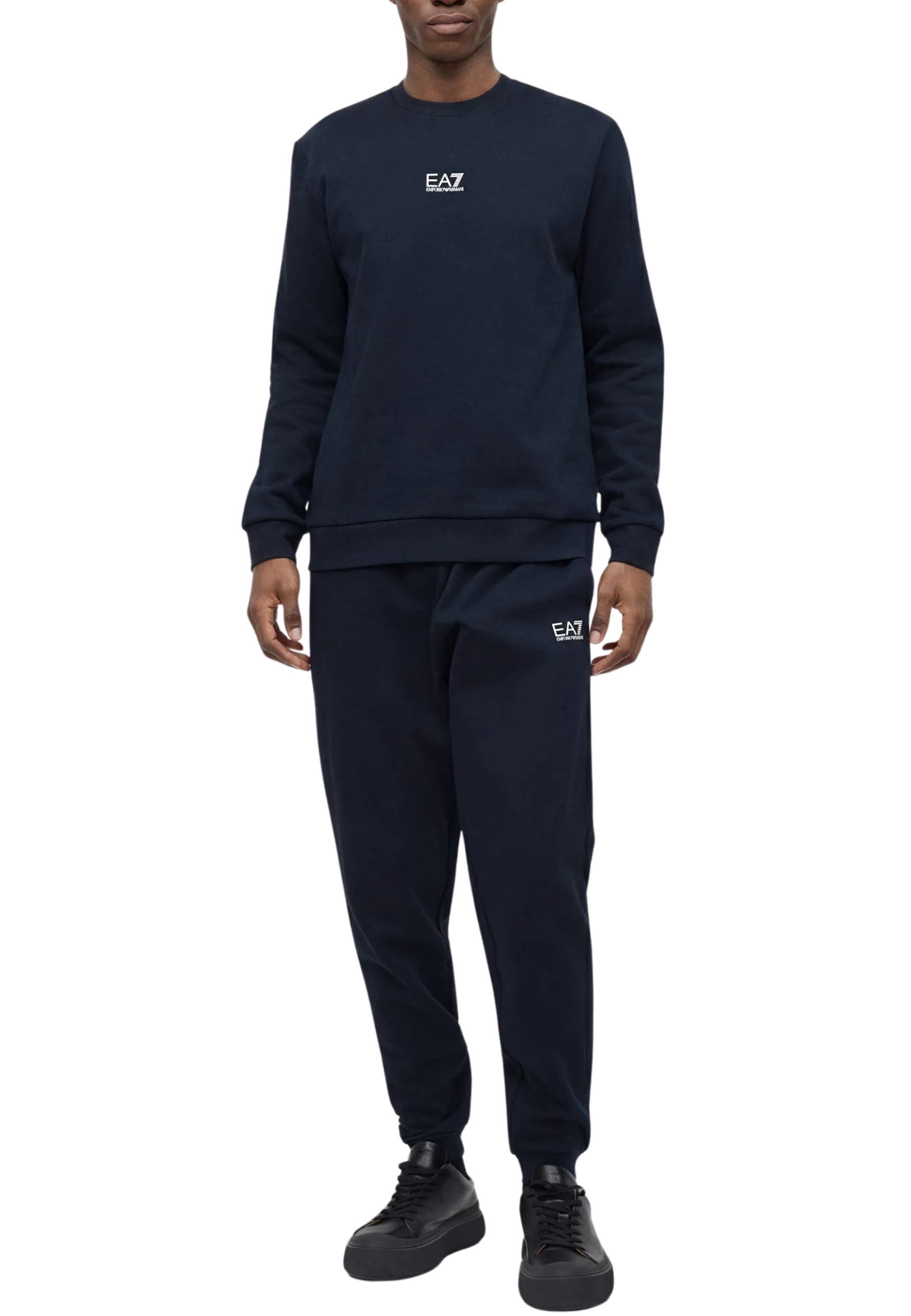 TUTA CON FELPA GIROCOLLO E JOGGER IN COTONE UOMO BLU