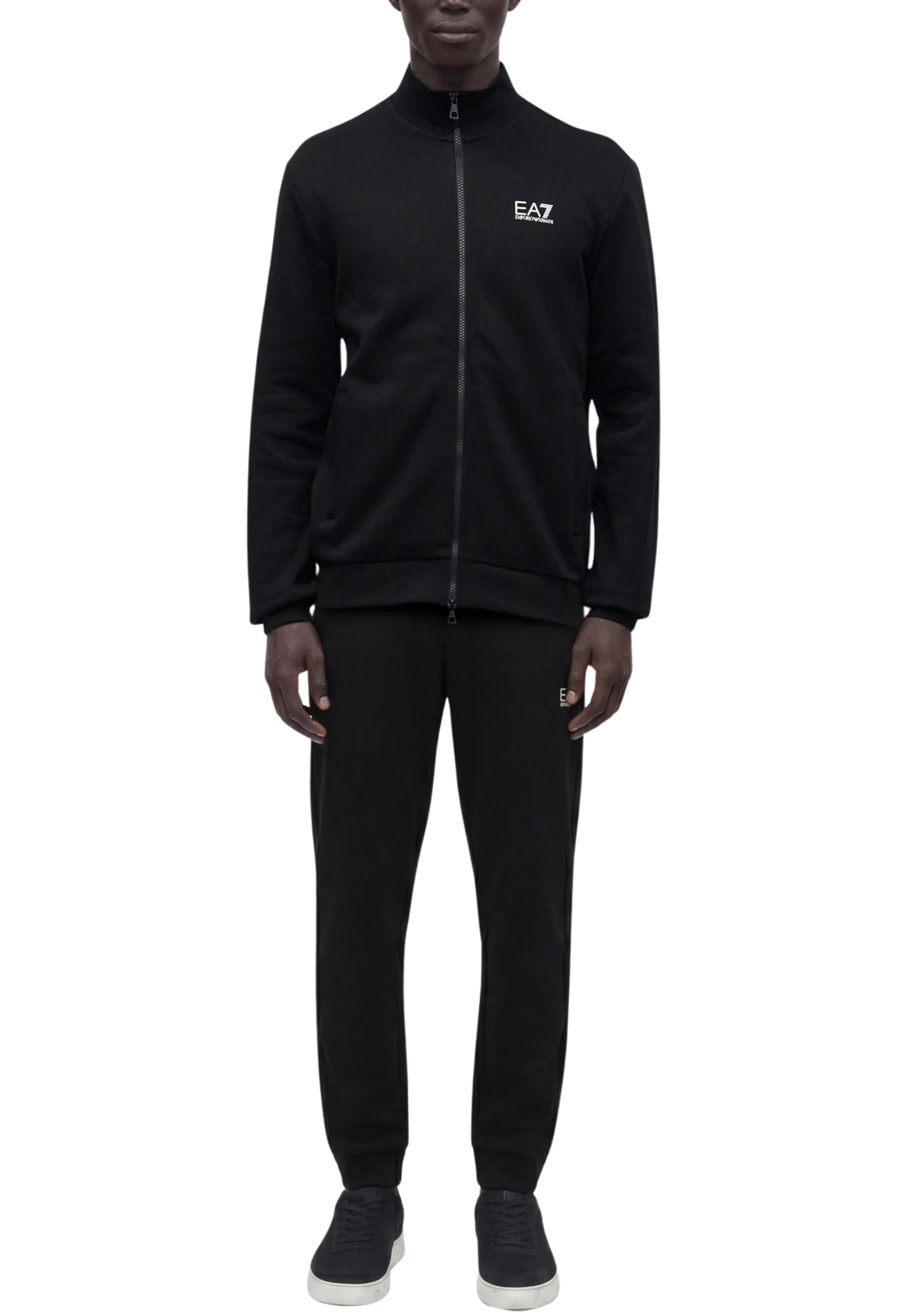 TUTA CON FELPA ZIP E COLLETTO ALTO UOMO NERO