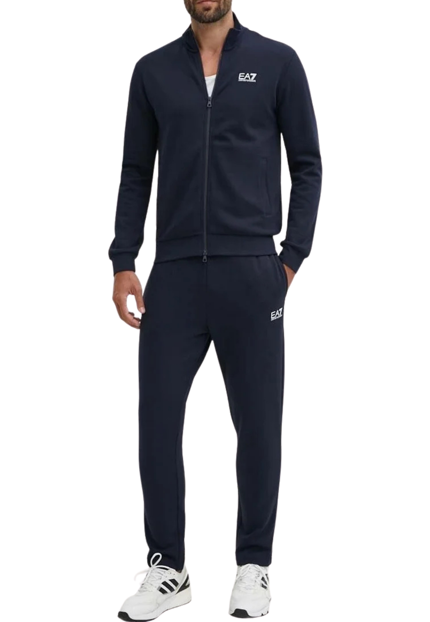 TUTA CON FELPA ZIP E COLLETTO ALTO UOMO BLU