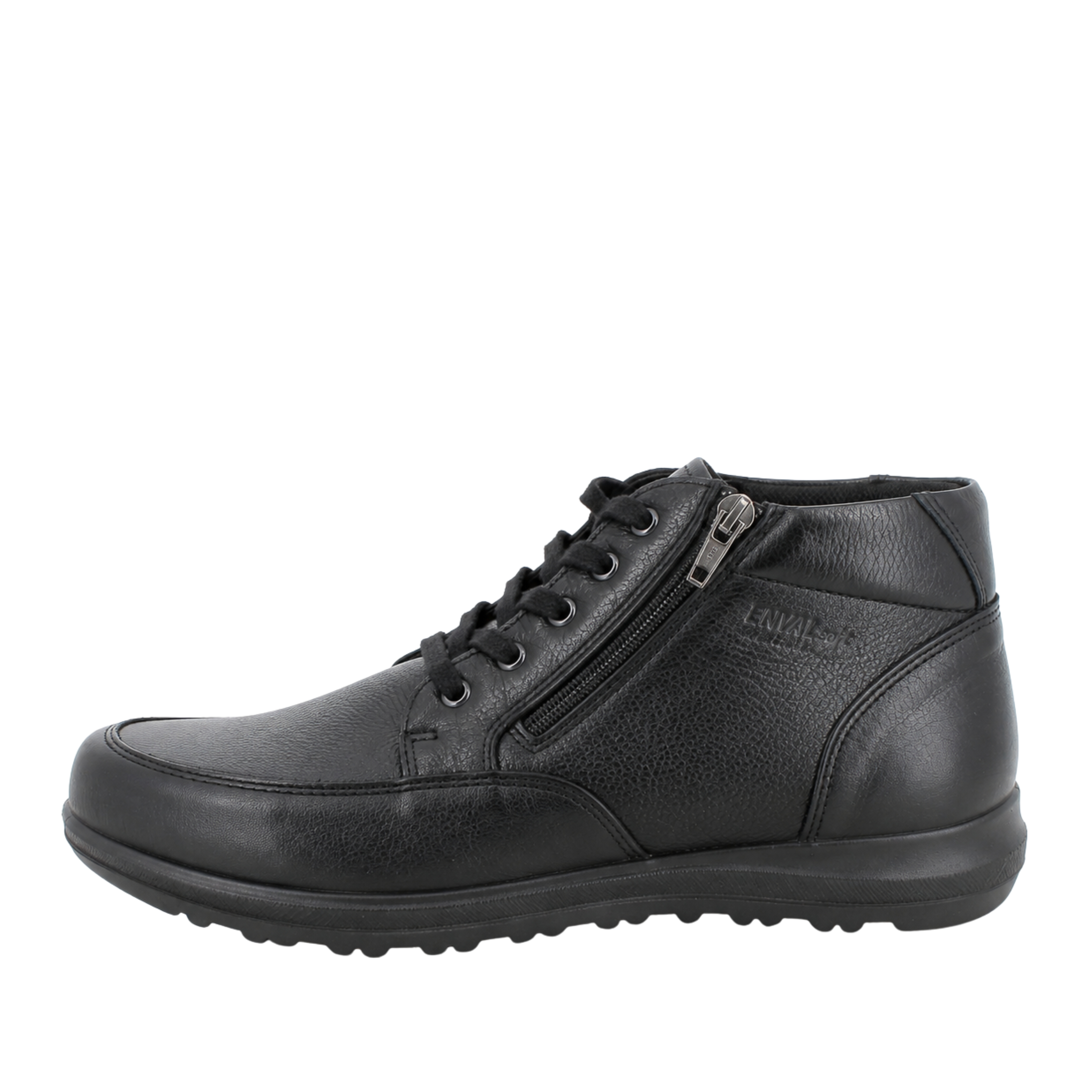 SNEAKERS ALTE IN PELLE CON LACCI E CON ZIP UOMO NERO