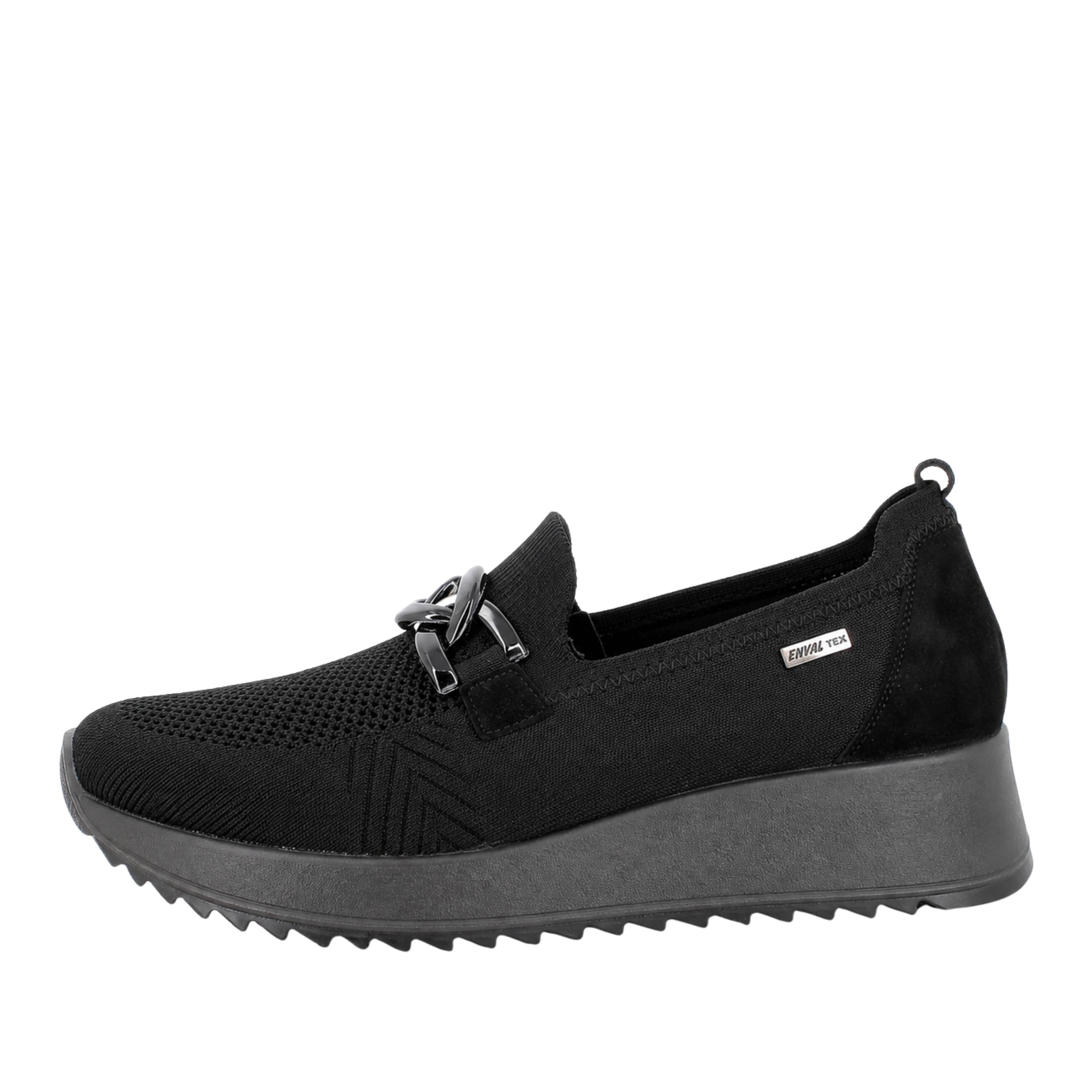 SNEAKERS SLIP ON IN TESSUTO FLYKNIT CON DETTAGLIO METALLICO DONNA NERO